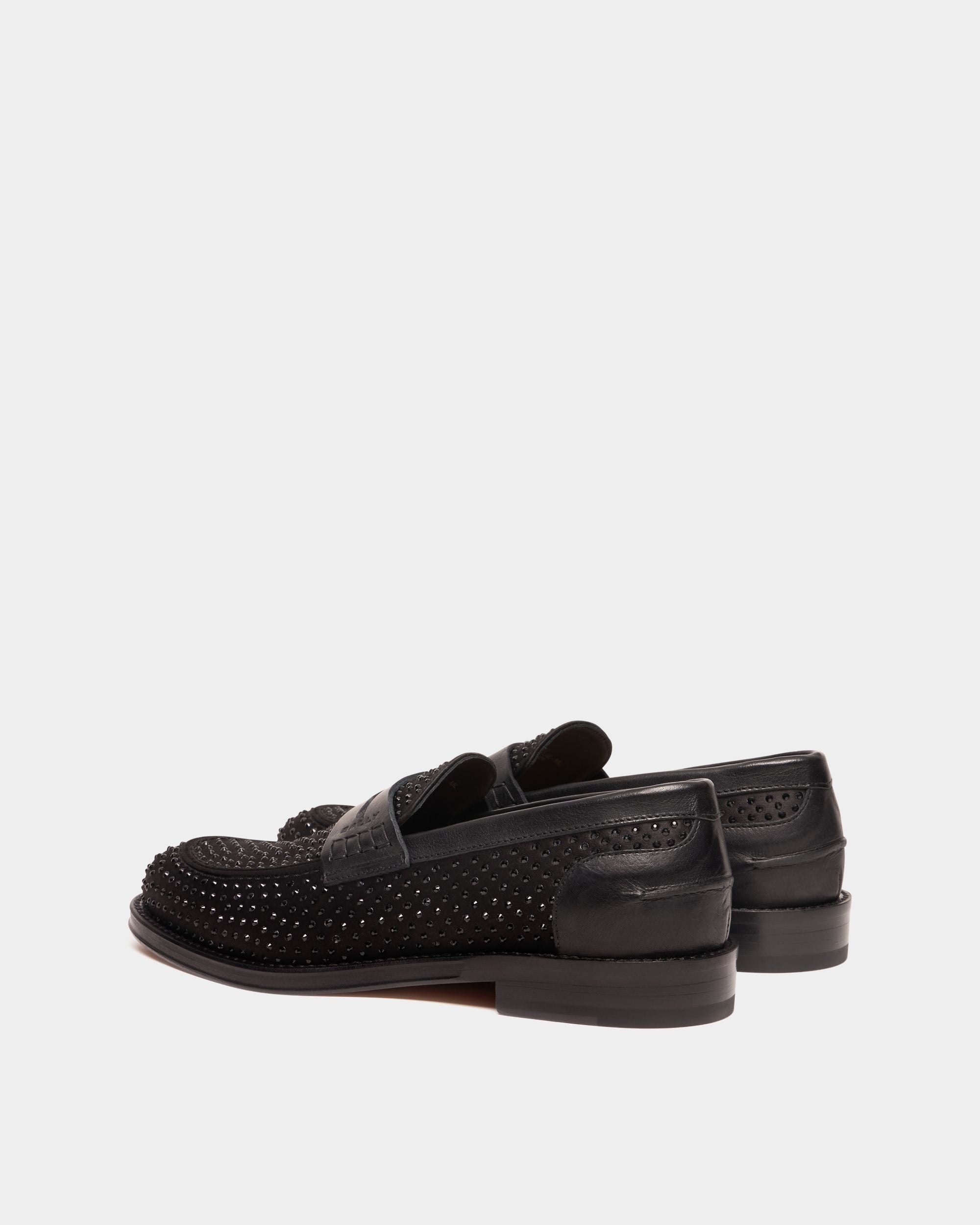 Bally Global - Flair Loafer in Black Fabric and Rhinestones - Black