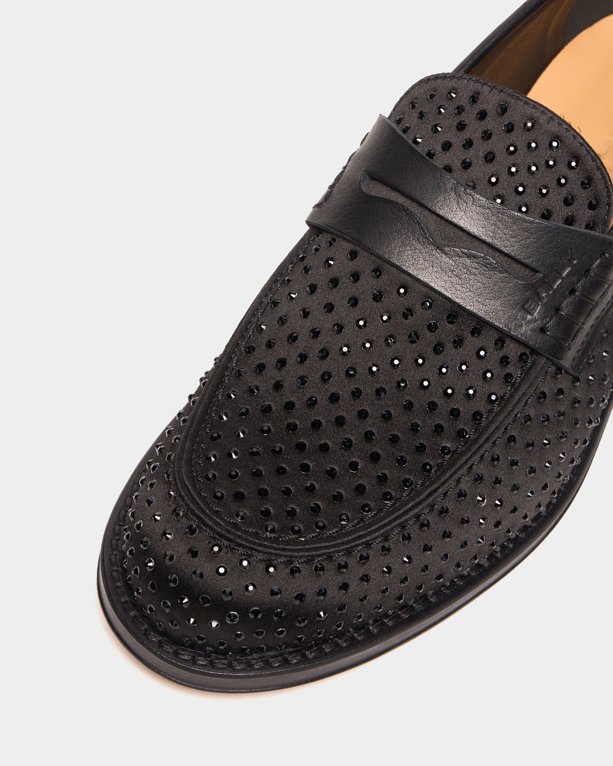 Bally Global - Flair Loafer in Black Fabric and Rhinestones - Black