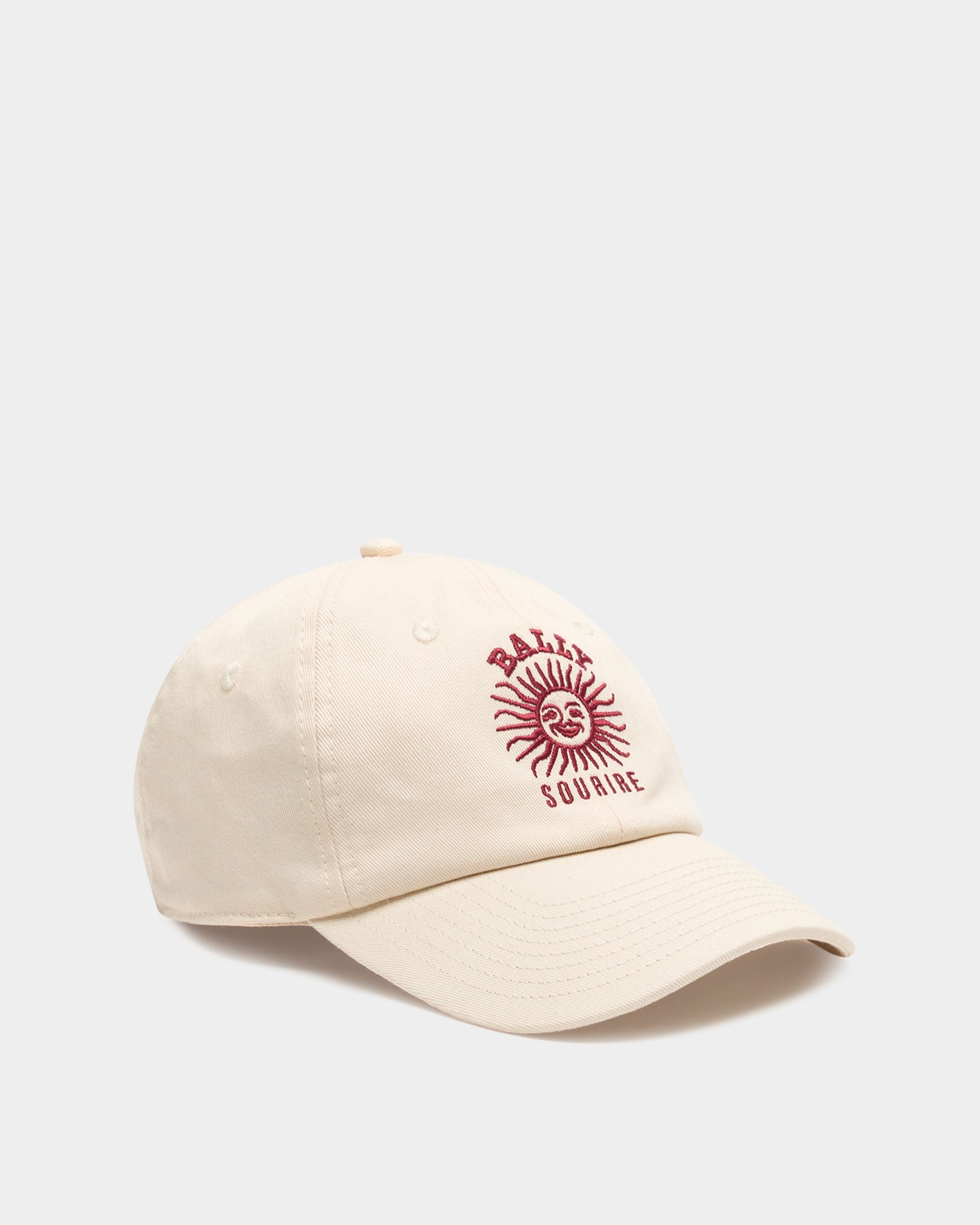 Bally Global - Baseball Hat in Ivory Cotton With the Bally Sourire - White