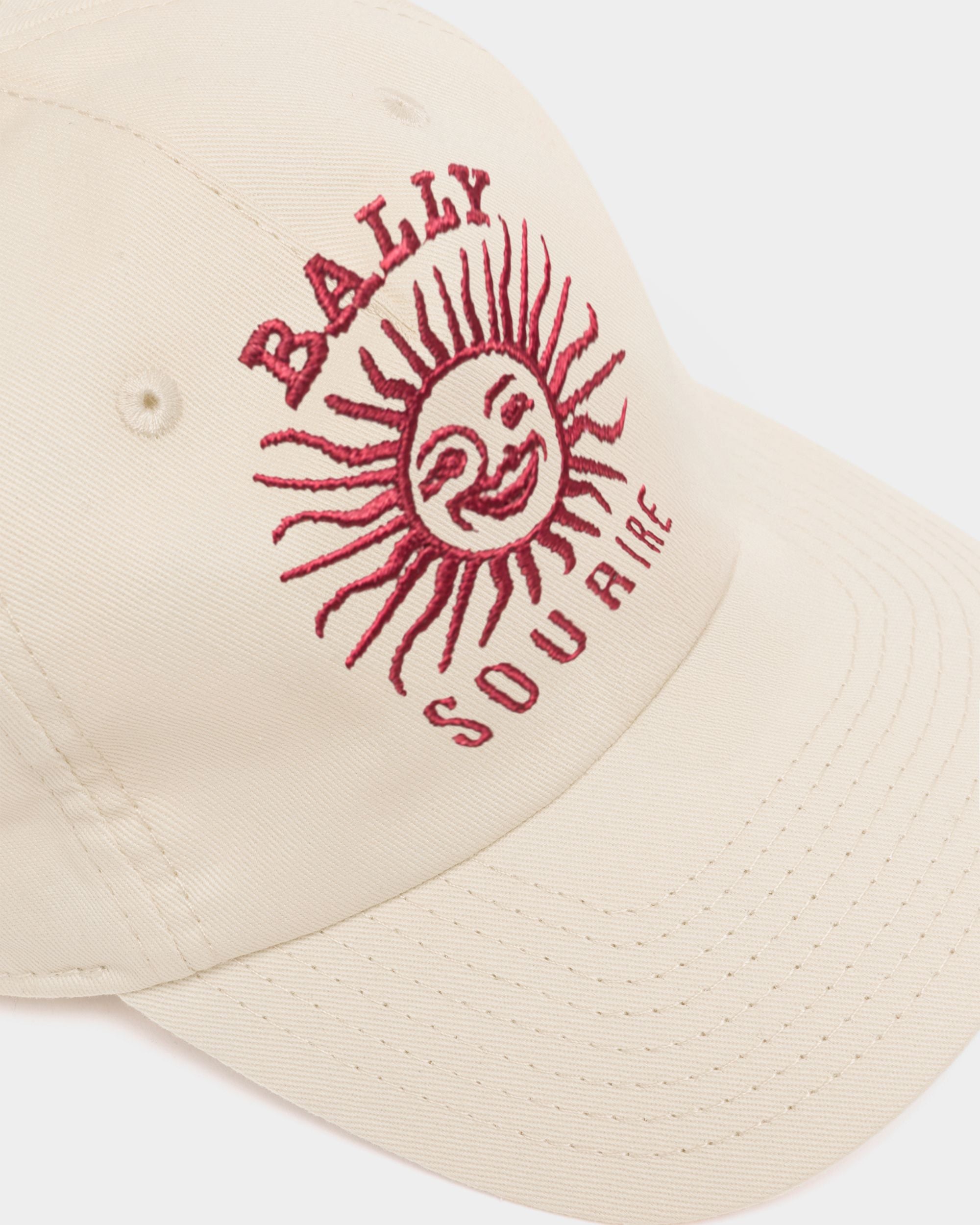 Bally Global - Baseball Hat in Ivory Cotton With the Bally Sourire - White