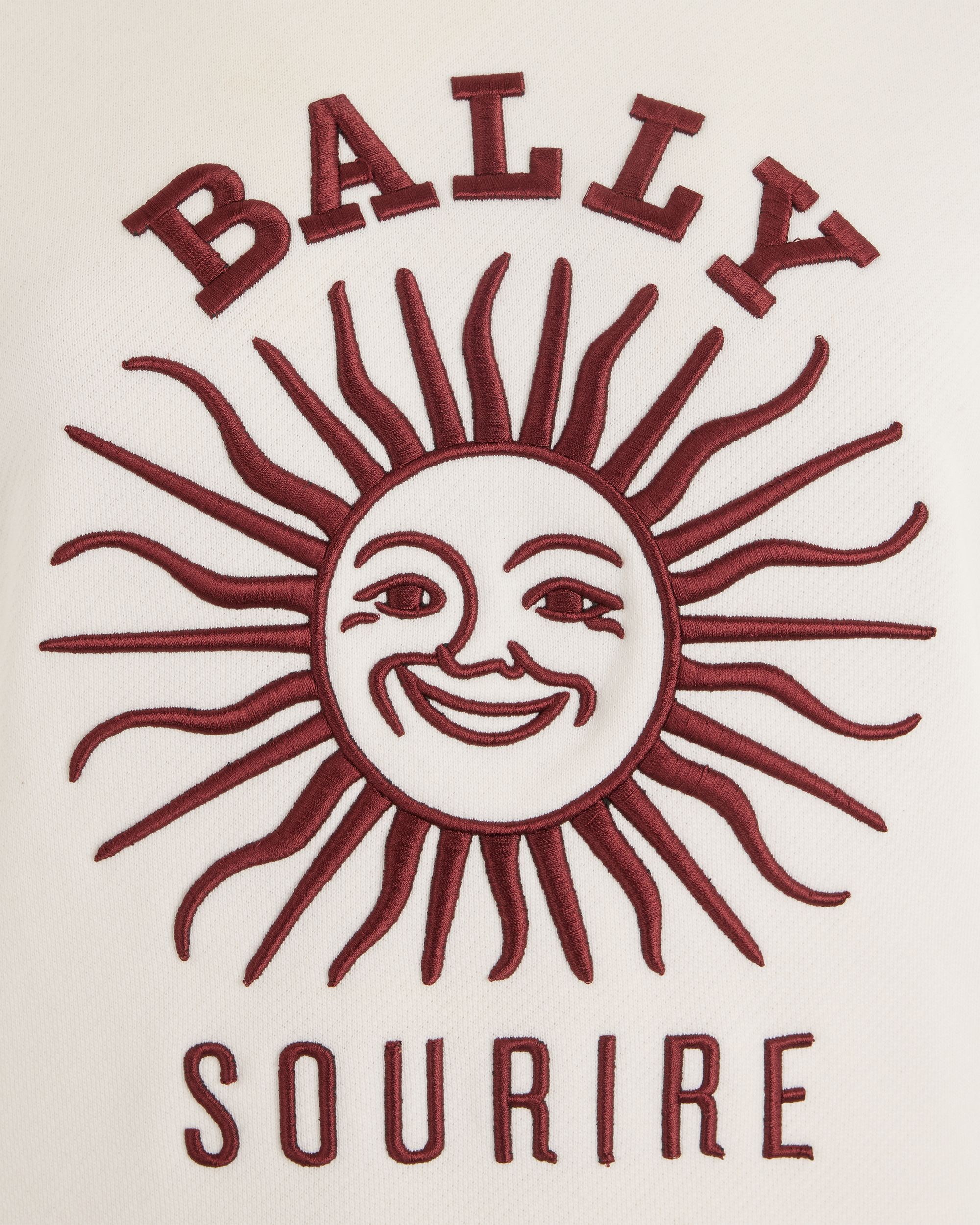 Bally Global - Sweatshirt in Ivory Cotton with Sourire Embroidery - White