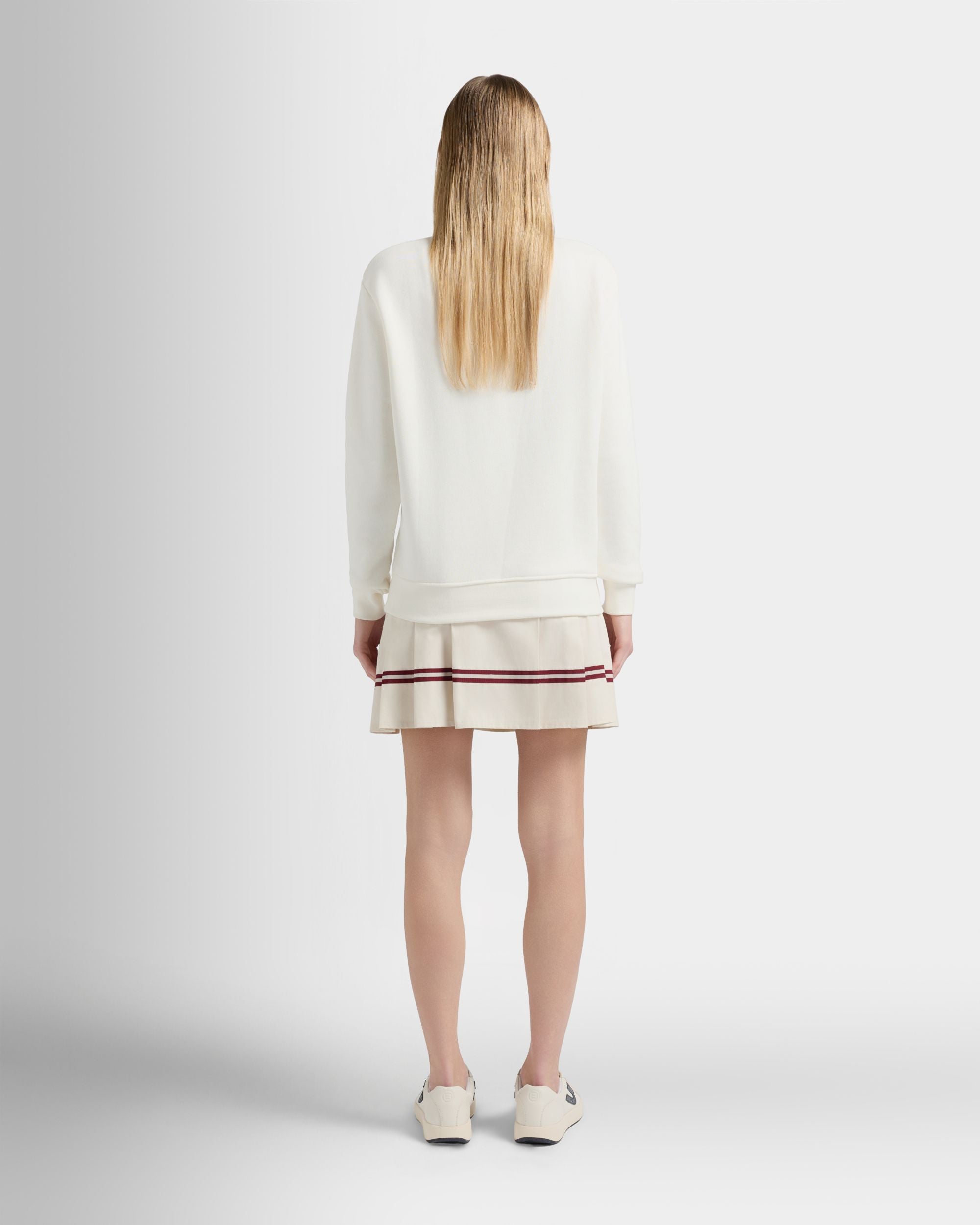 Bally Global - Sweatshirt in Ivory Cotton with Sourire Embroidery - White