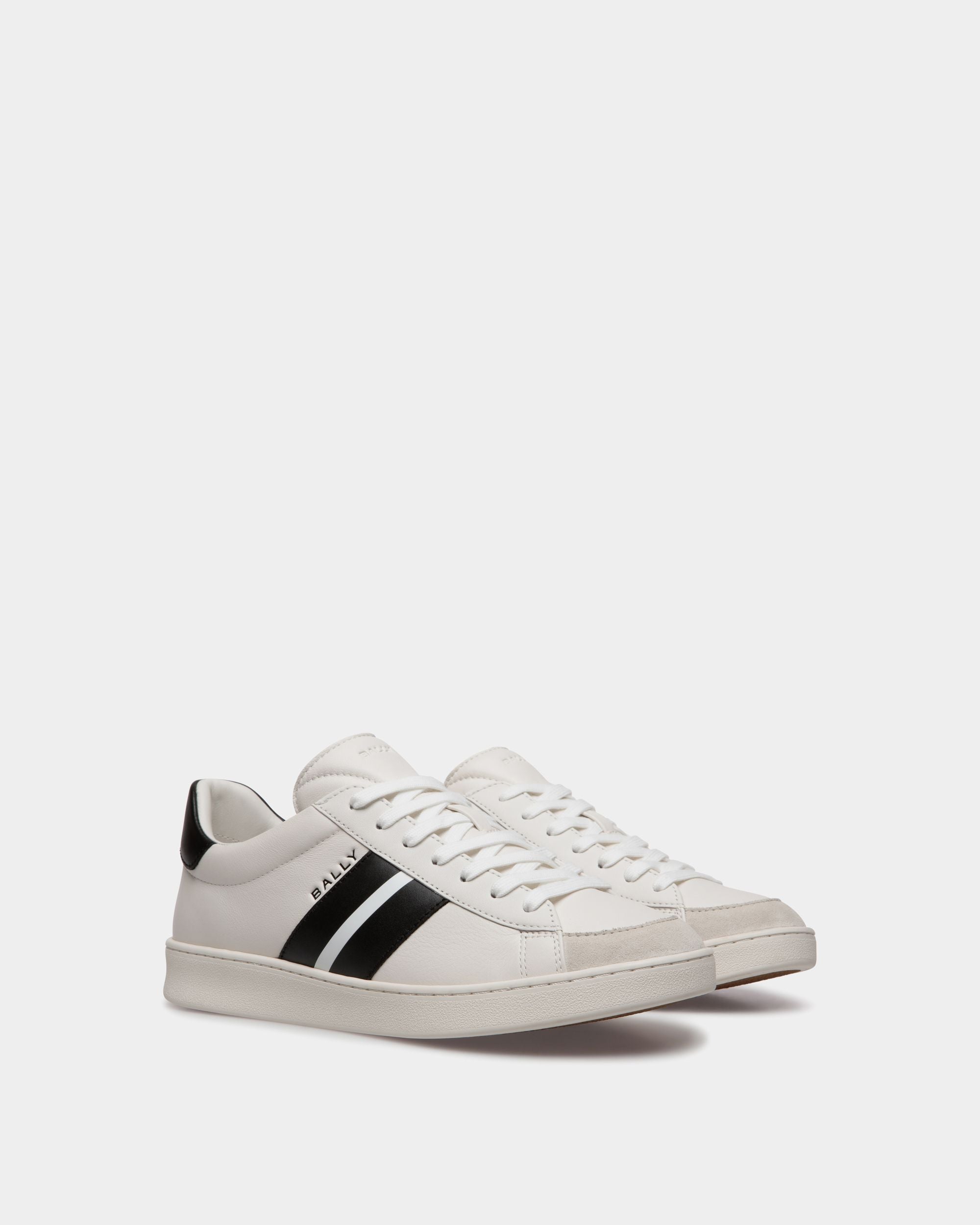 Bally Global - Tennis Sneaker In White And Black Leather - White