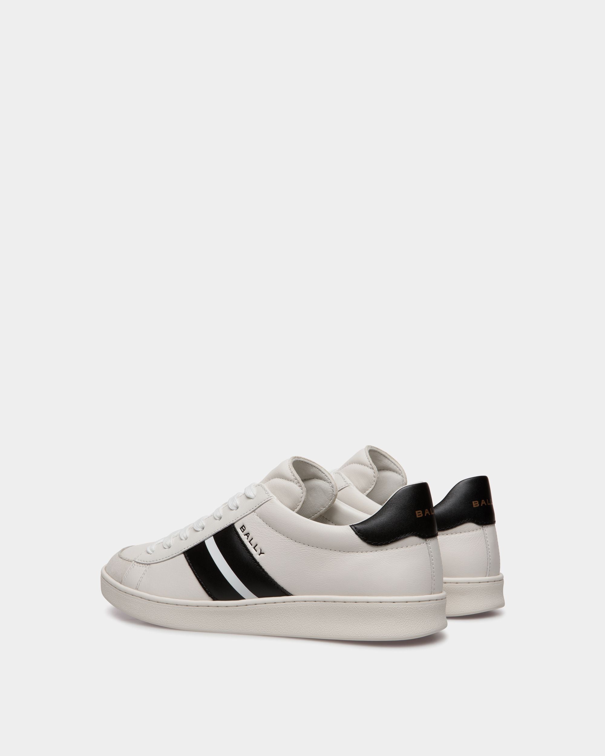 Bally Global - Tennis Sneaker In White And Black Leather - White