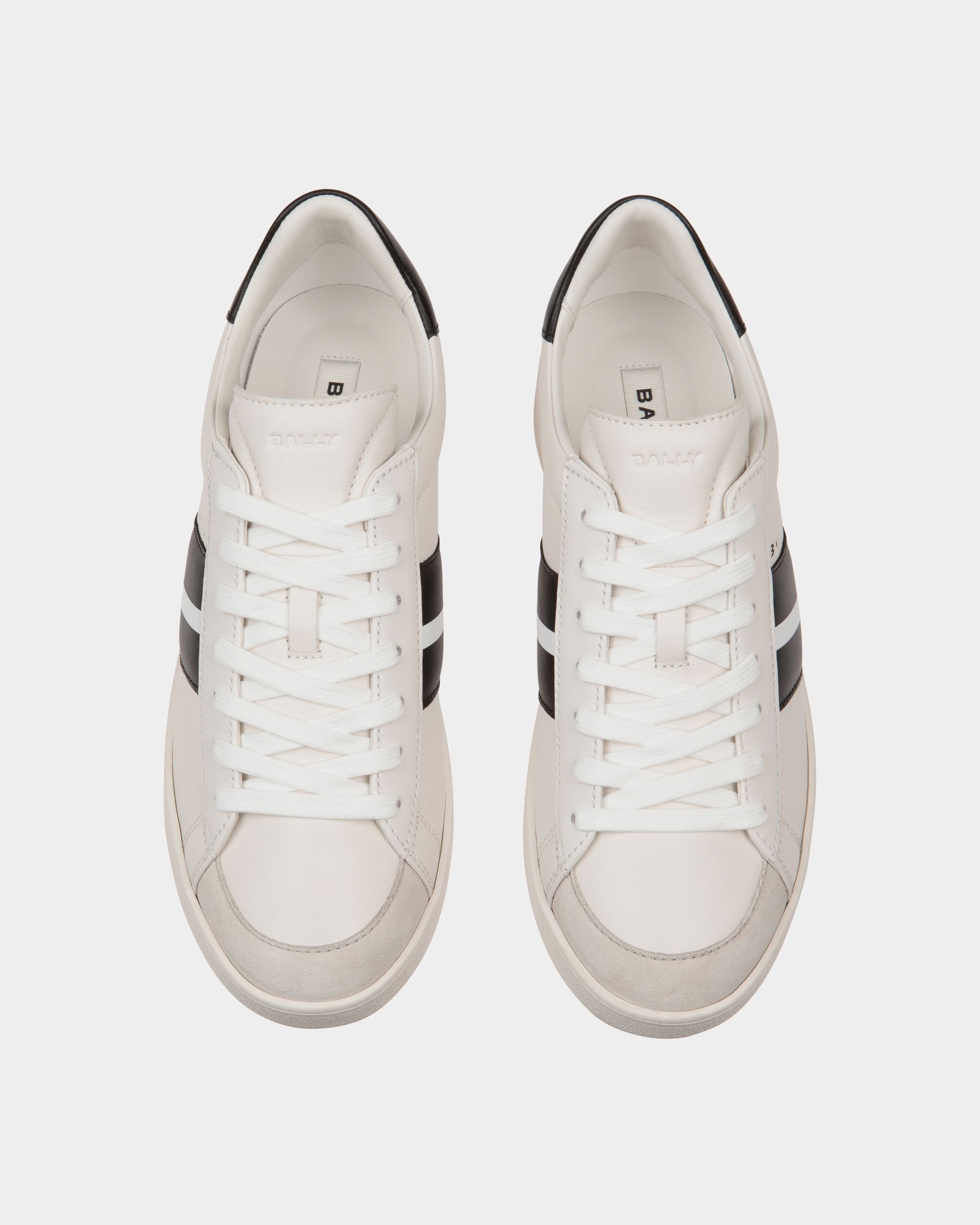 Bally Global - Tennis Sneaker In White And Black Leather - White