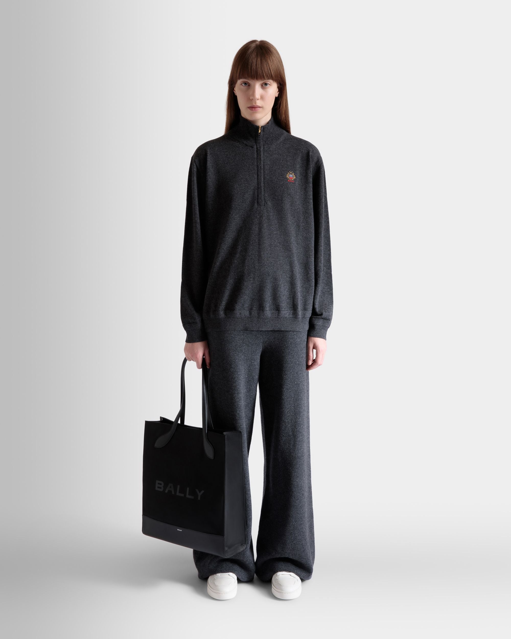 Bally Global - Knit Pants In Dark Grey Wool And Cashmere - Grey