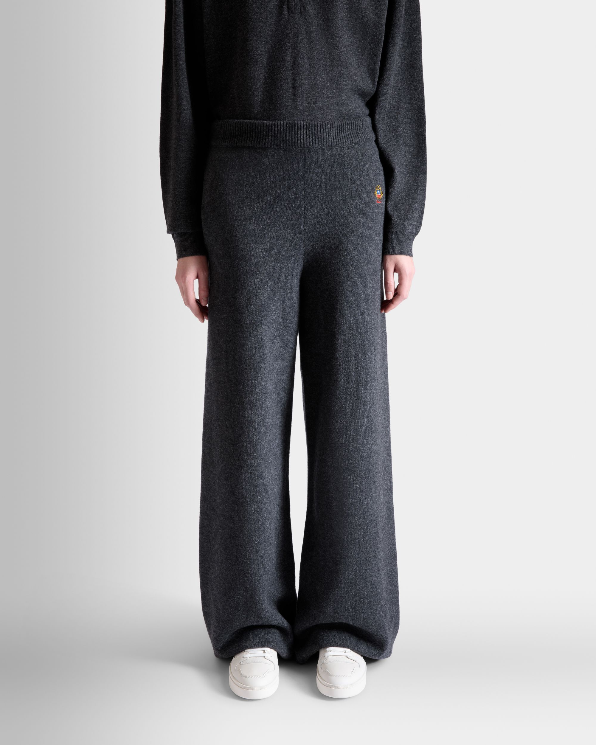 Bally Global - Knit Pants In Dark Grey Wool And Cashmere - Grey
