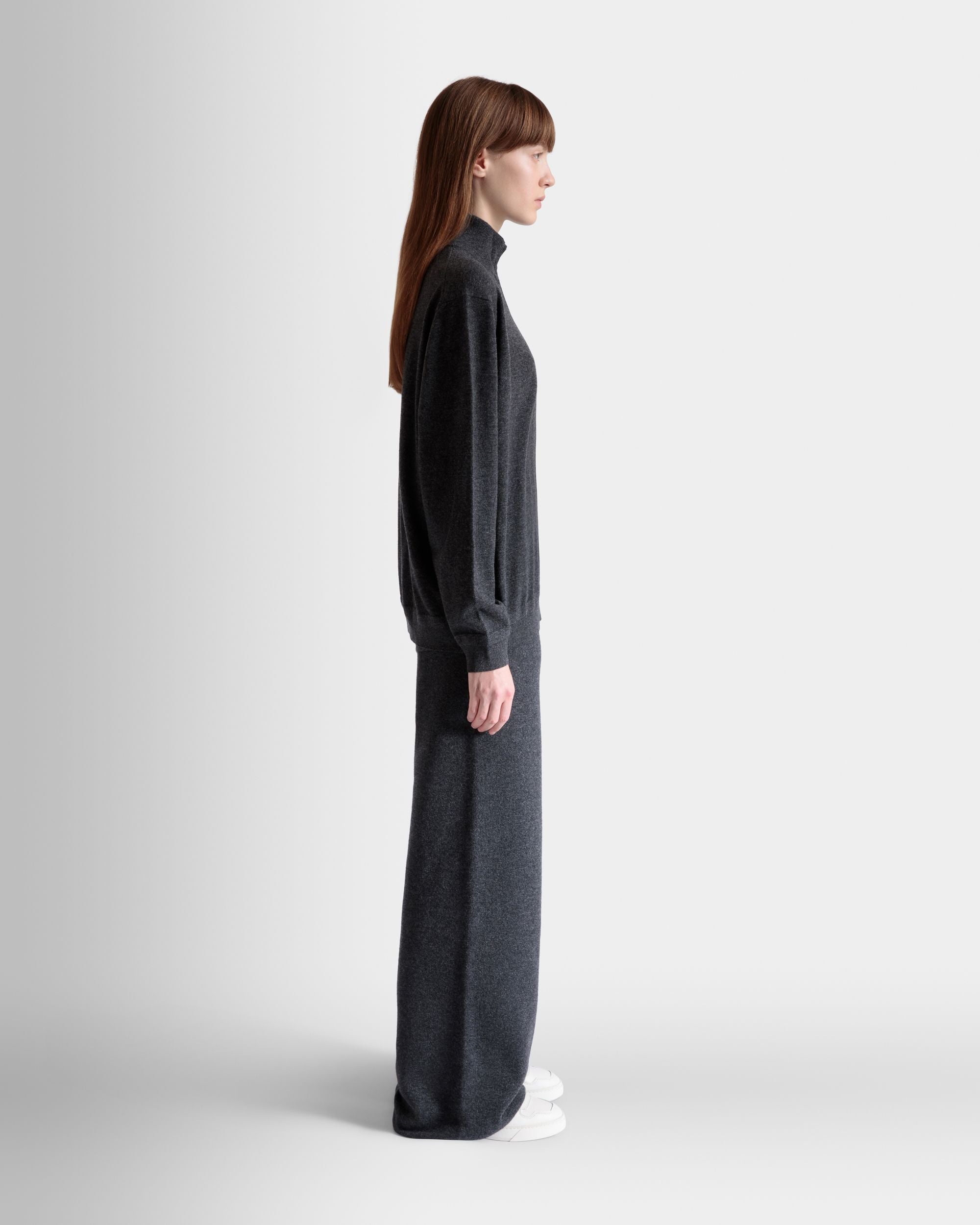 Bally Global - Knit Pants In Dark Grey Wool And Cashmere - Grey