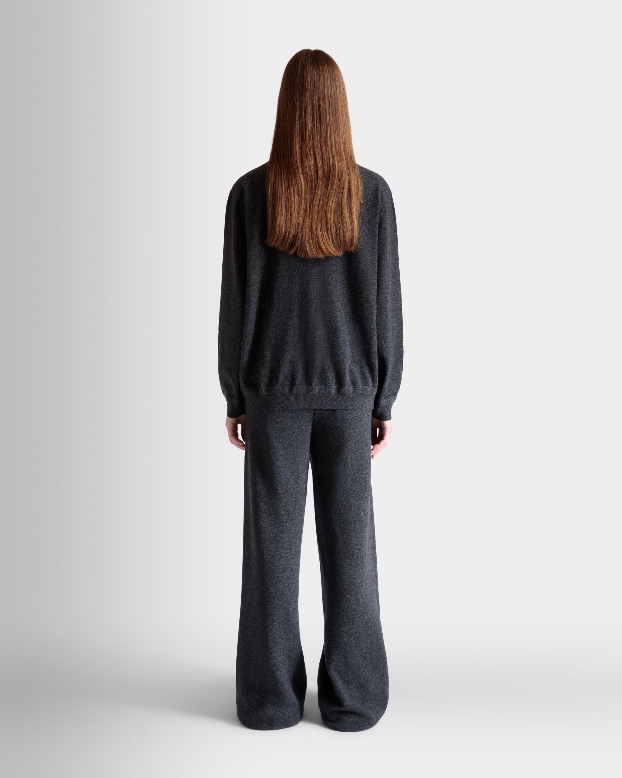 Bally Global - Knit Pants In Dark Grey Wool And Cashmere - Grey