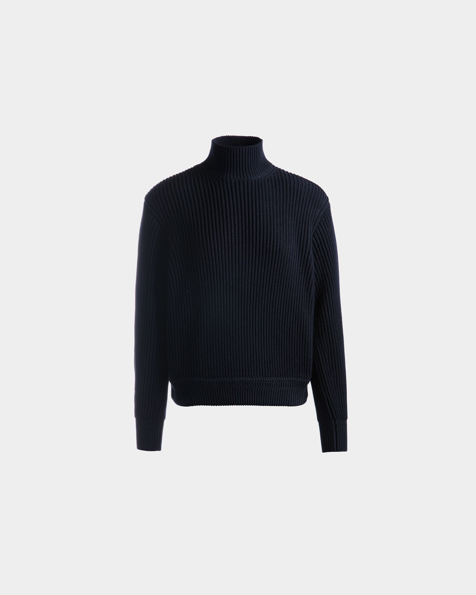 Bally Global - Turtle Neck in Navy Blue Cotton - Blue