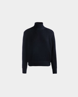 Turtle Neck in Navy Blue Cotton