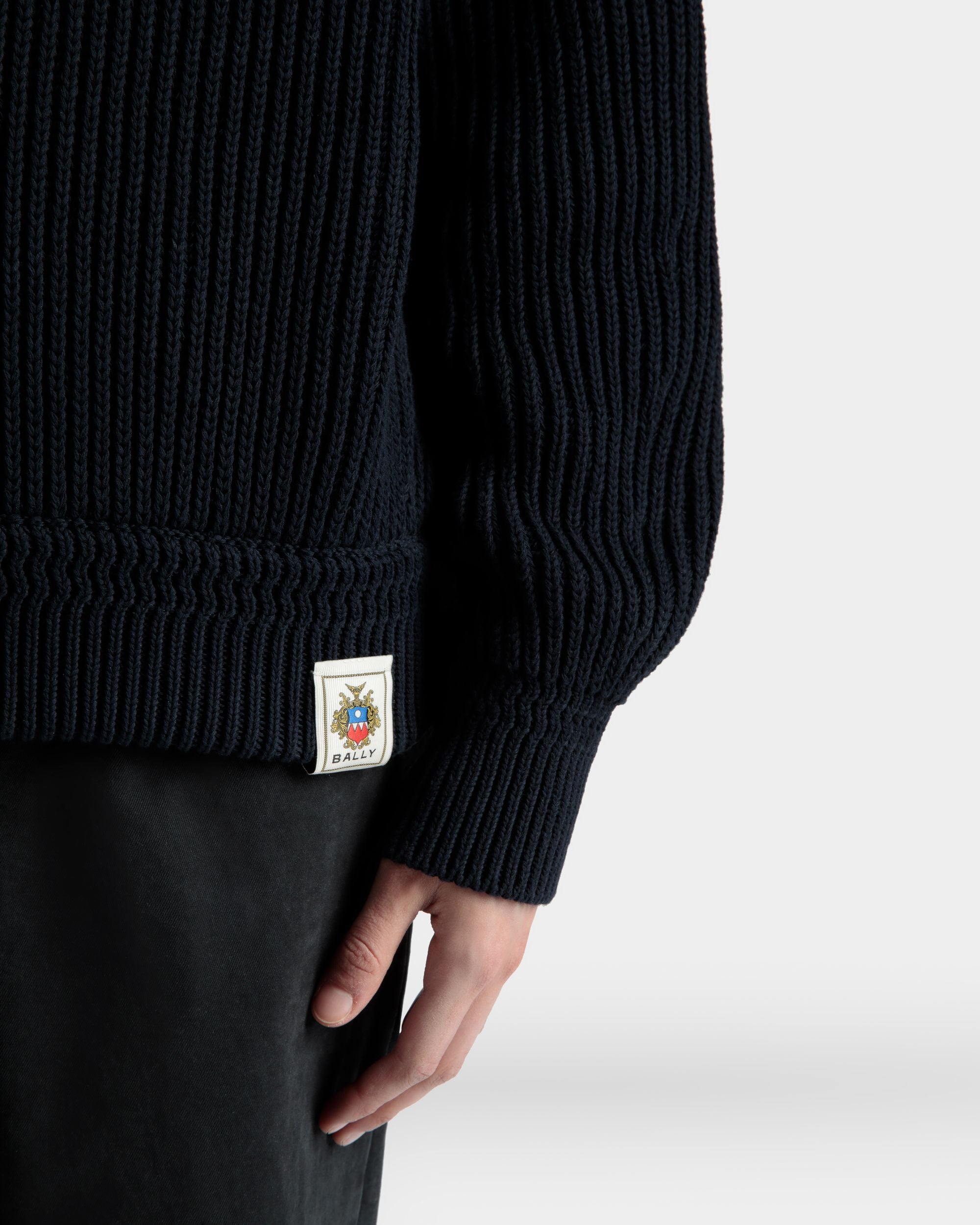 Bally Global - Turtle Neck in Navy Blue Cotton - Blue