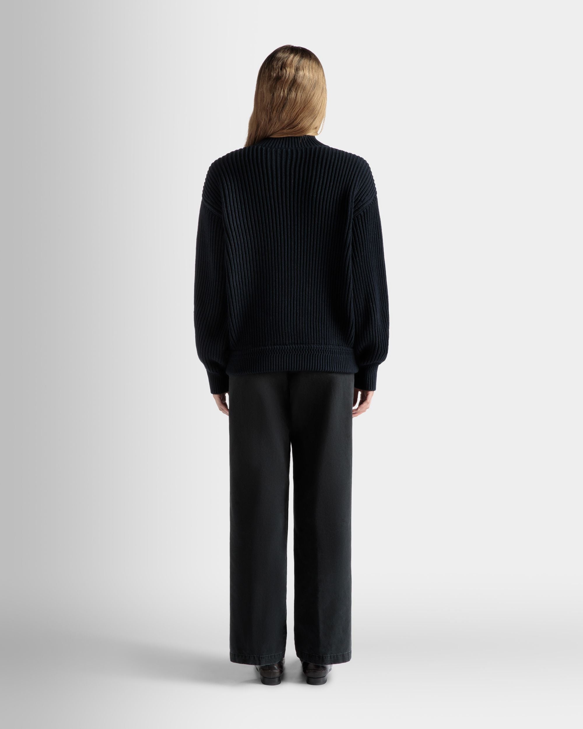 Bally Global - Turtle Neck in Navy Blue Cotton - Blue