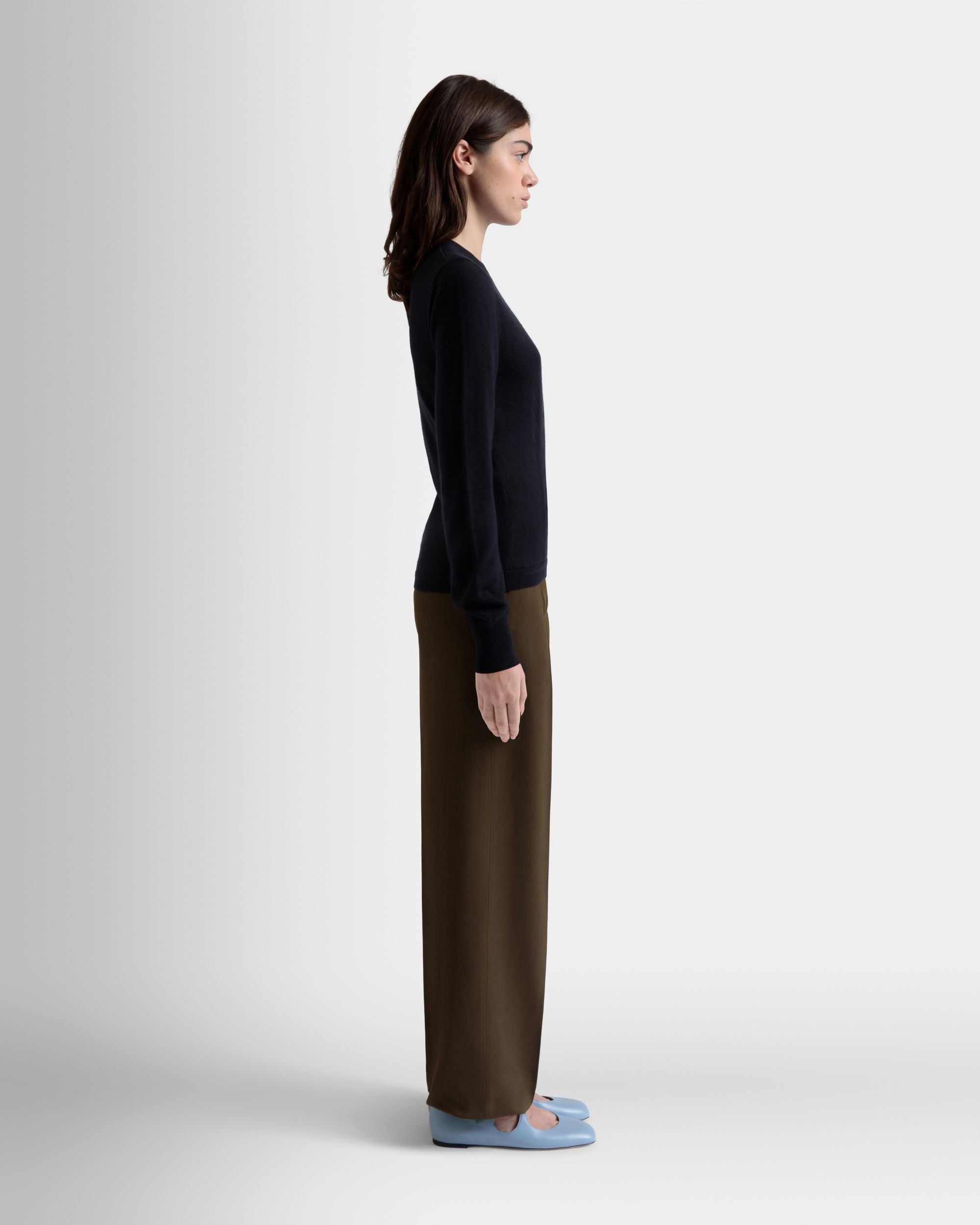 Bally Global - ロングスリーブ トップ ネイビーブルー カシミア＆シルク - ブルー