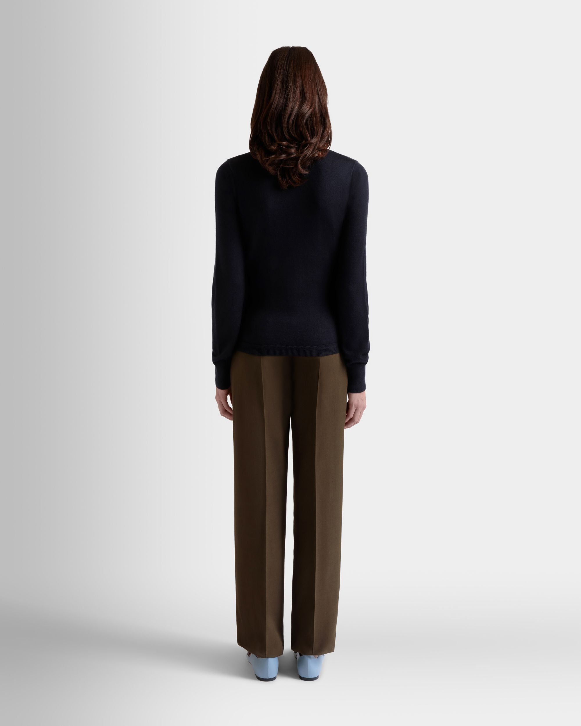 Bally Global - ロングスリーブ トップ ネイビーブルー カシミア＆シルク - ブルー