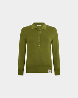 Polo Shirt in Matcha Green Cotton And Silk
