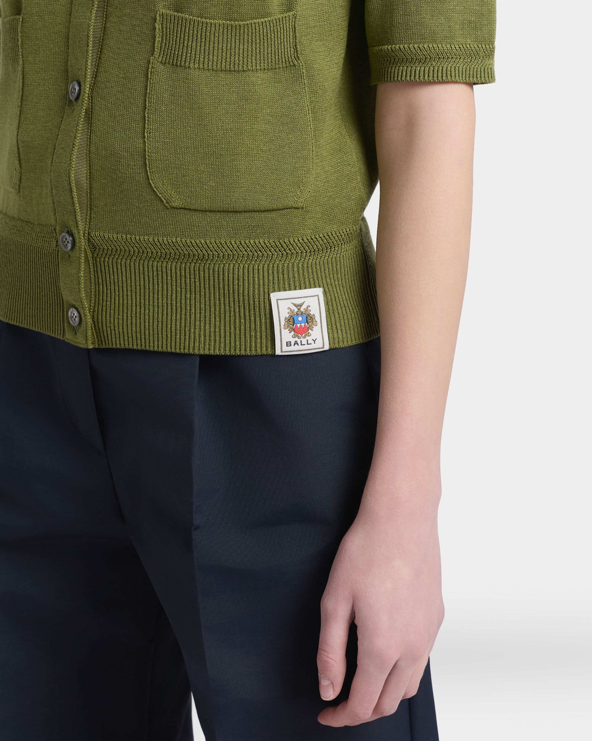 Bally Global - ショートスリーブカーディガン マッチャグリーンコットン＆シルク - グリーン