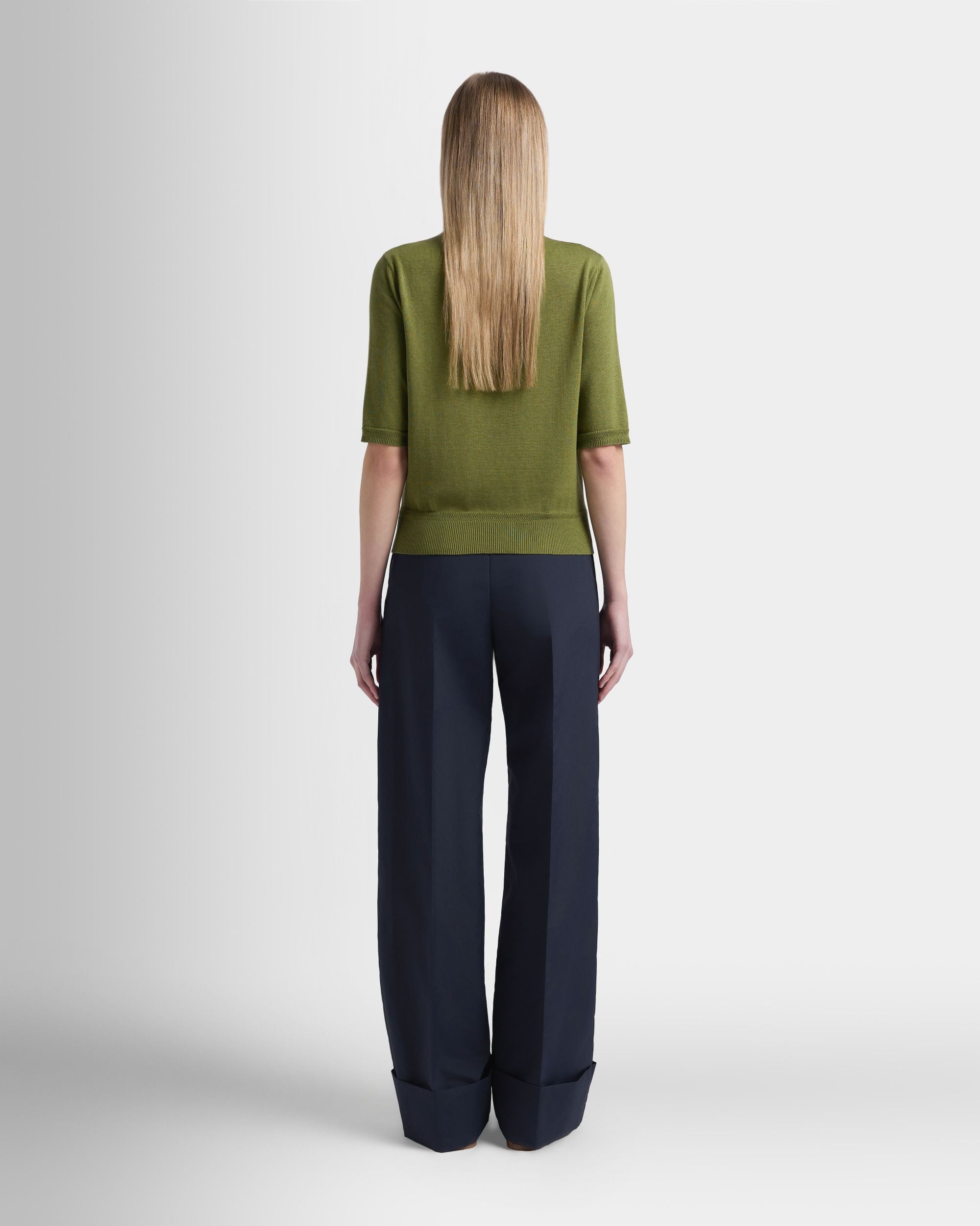 Bally Global - ショートスリーブカーディガン マッチャグリーンコットン＆シルク - グリーン