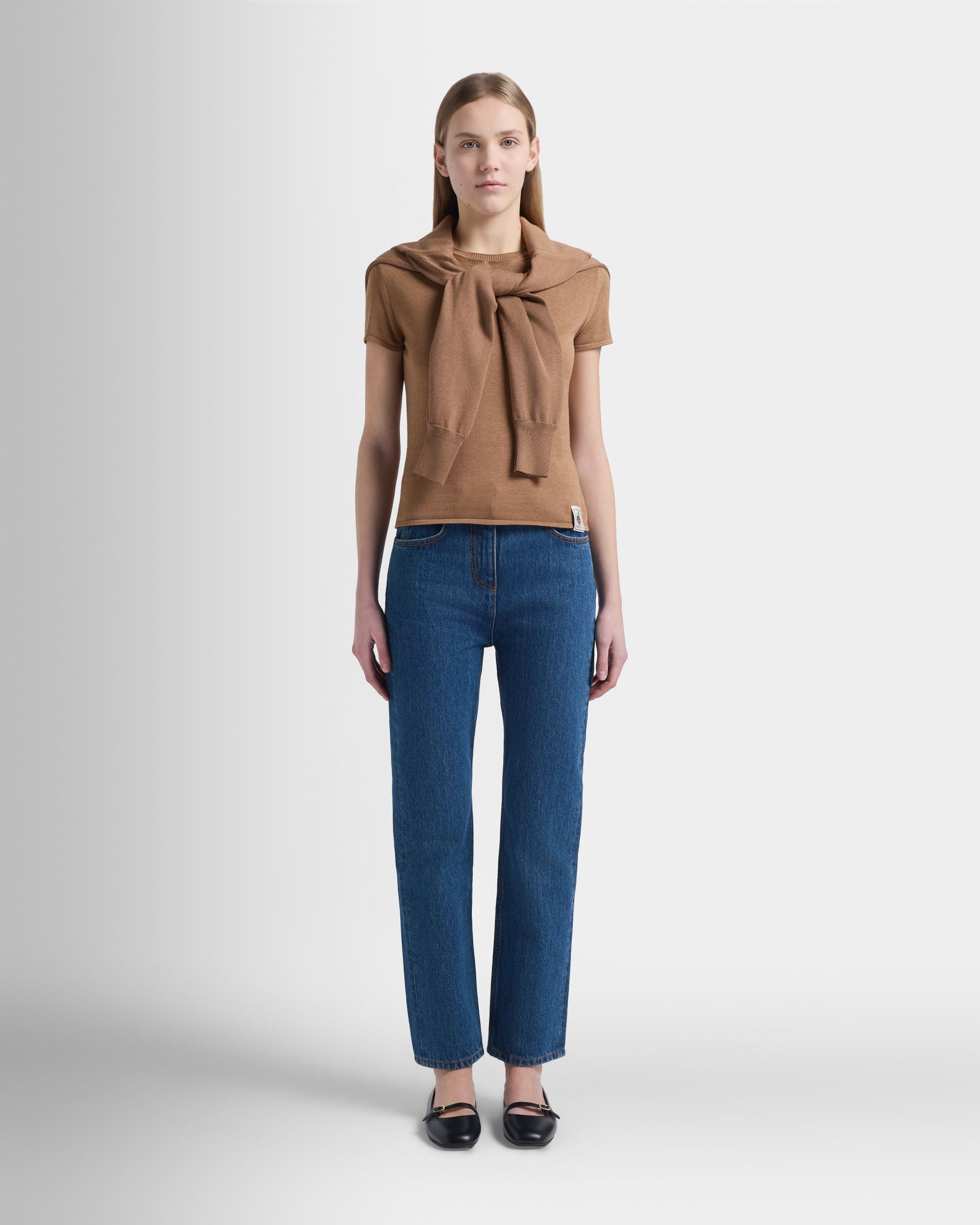 Bally Global - Knit Top in Camel Cotton And Silk - Beige