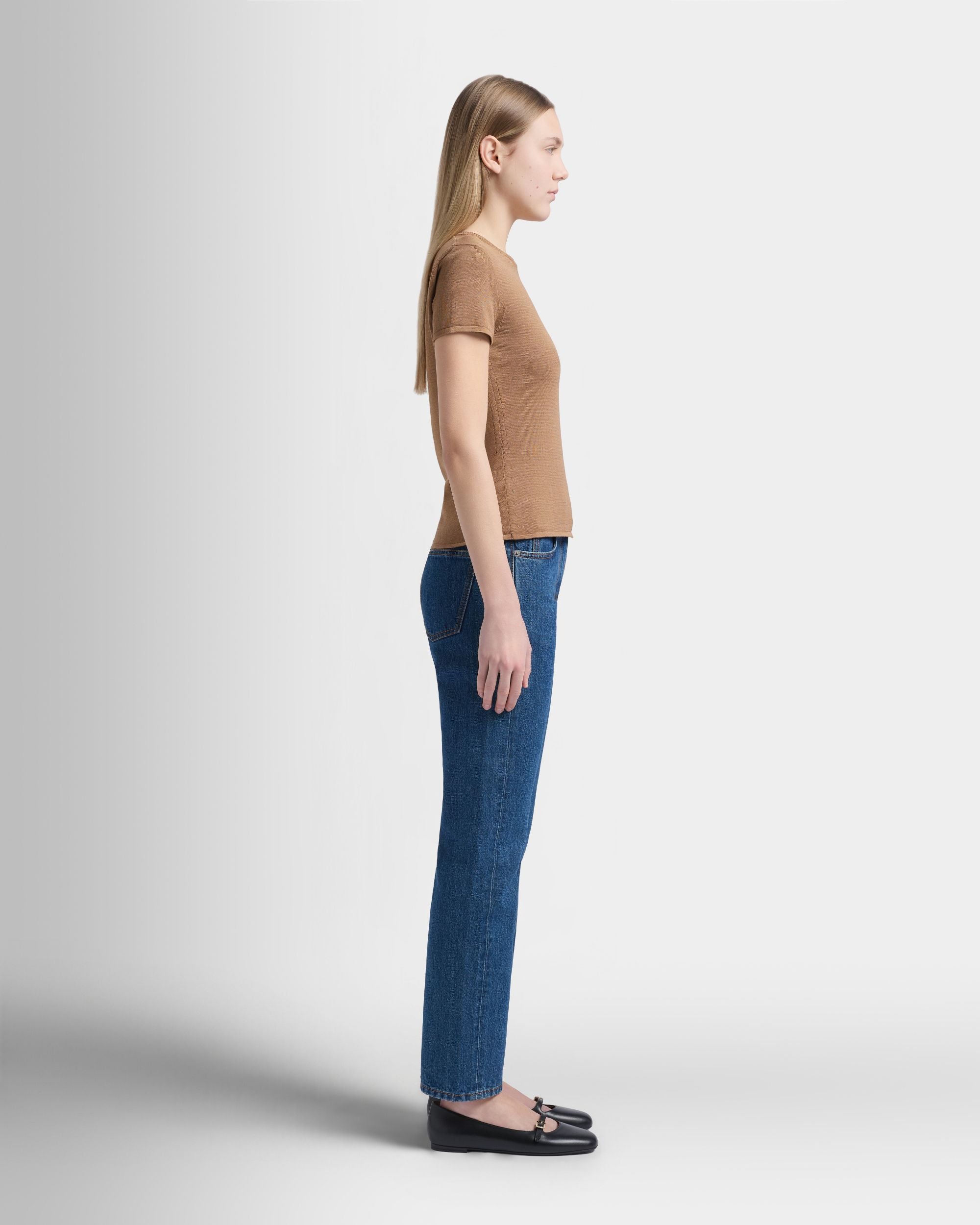 Bally Global - Knit Top in Camel Cotton And Silk - Beige