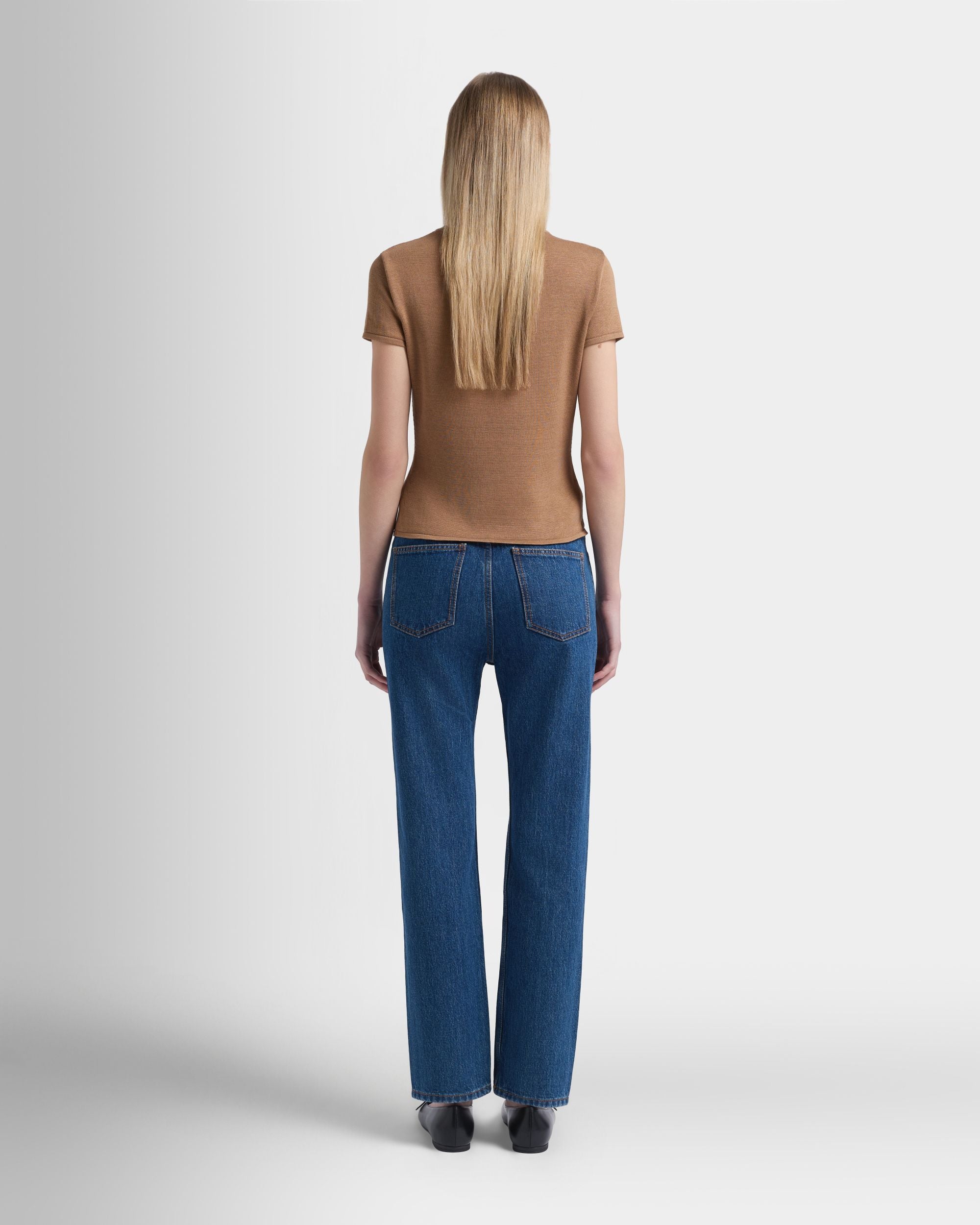 Bally Global - Knit Top in Camel Cotton And Silk - Beige