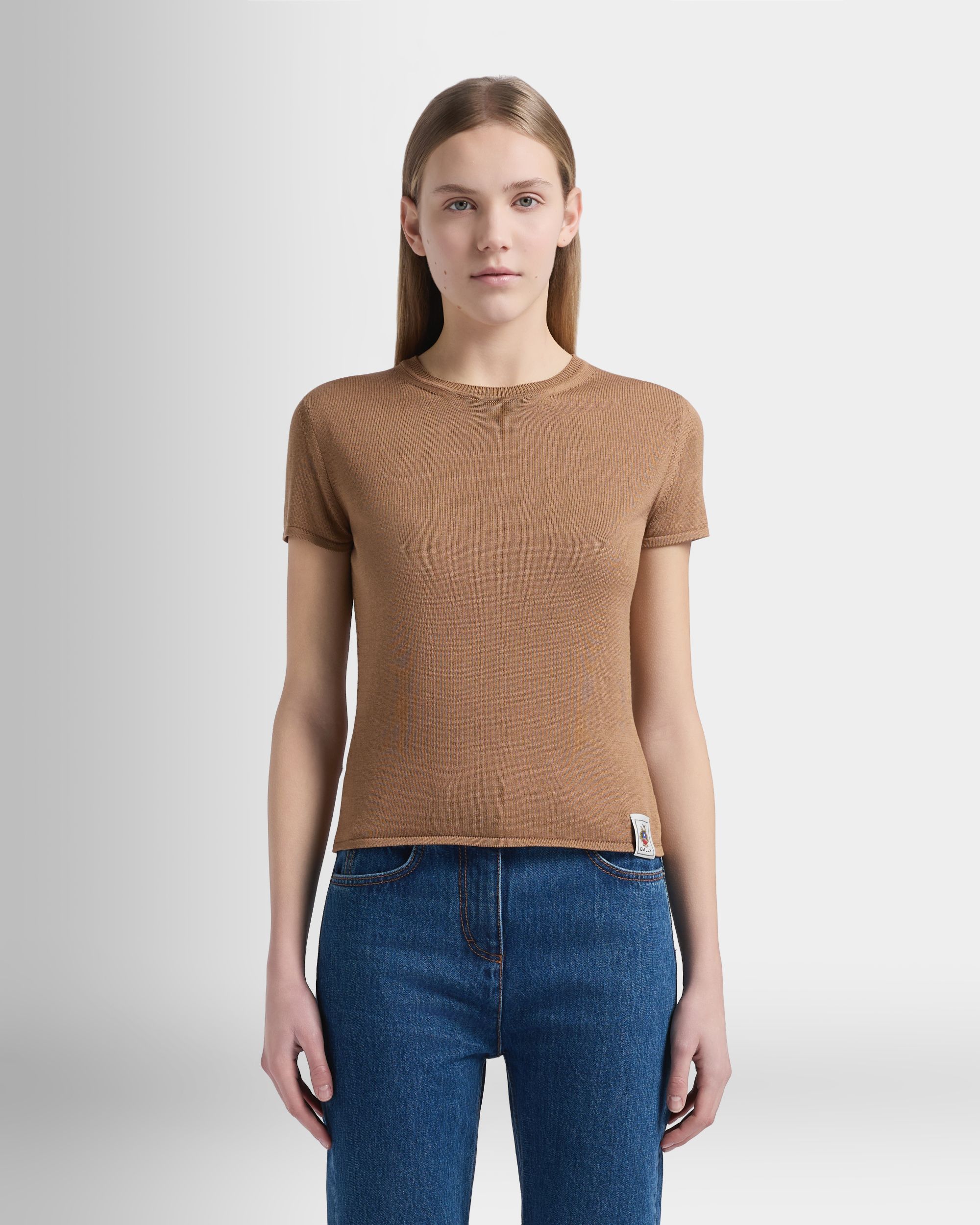 Bally Global - Knit Top in Camel Cotton And Silk - Beige
