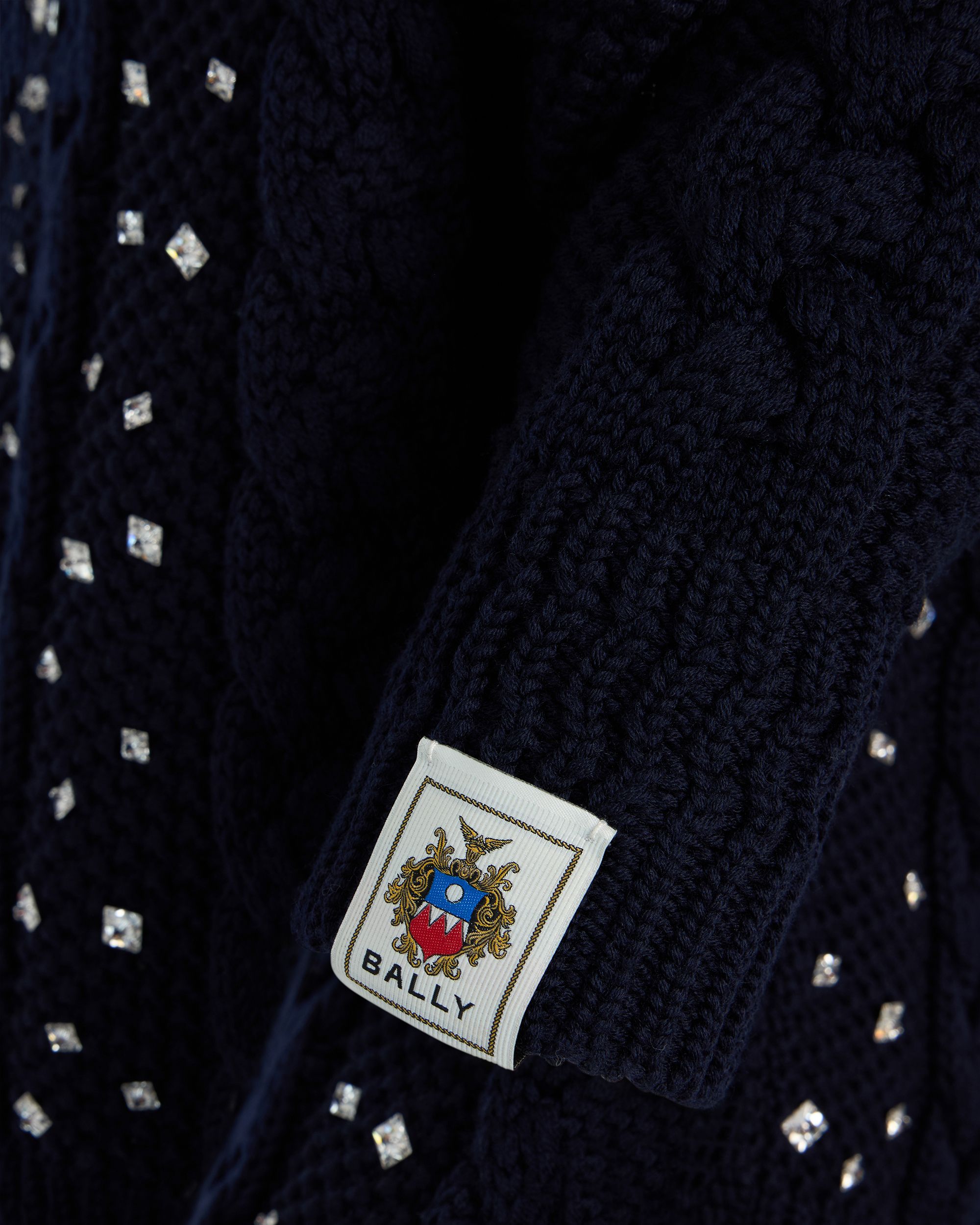 Bally Global - クリスマス ラインストーン入りロールネック セーター ネイビーブルーウール - ブルー