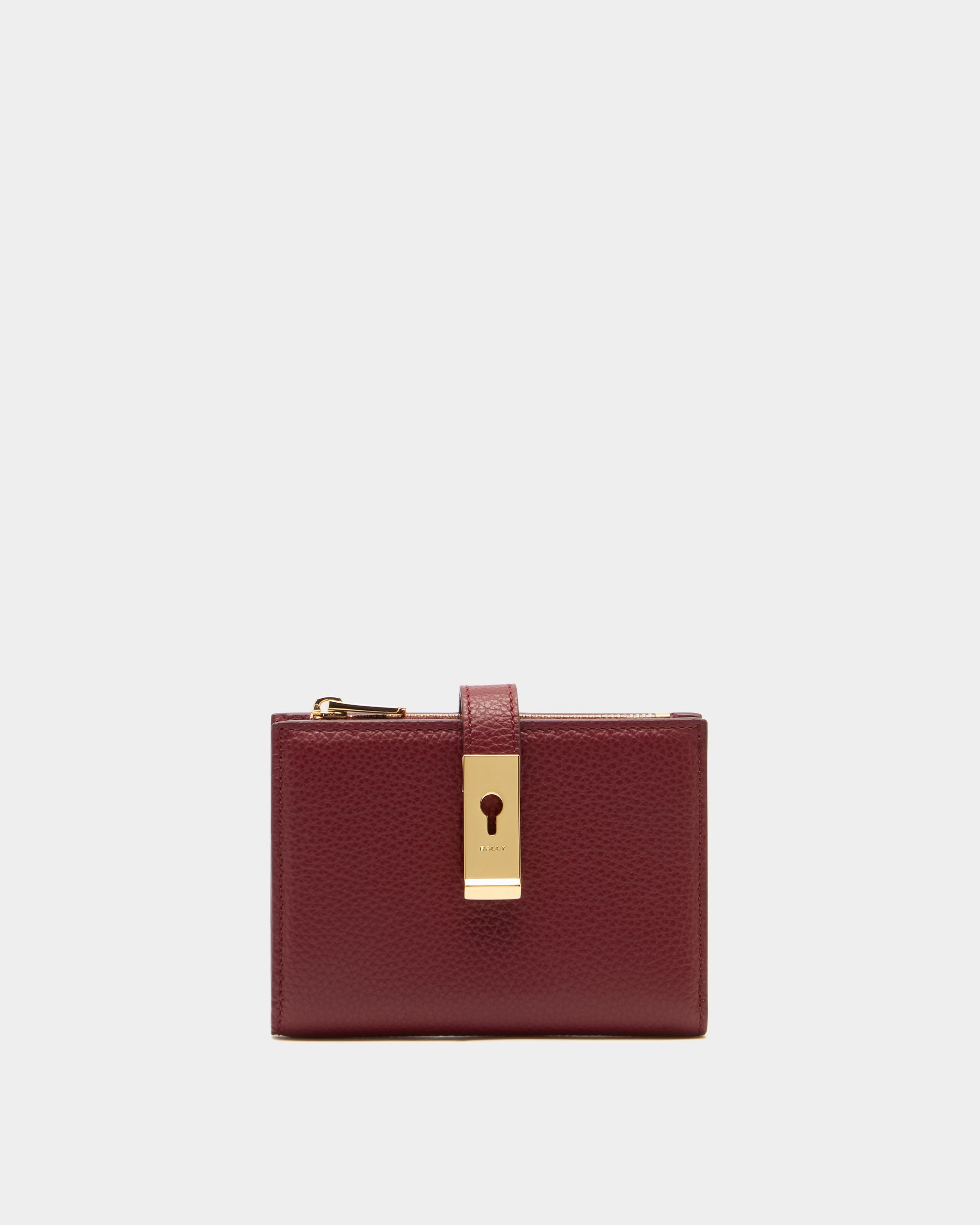 Bally Global - Lock Me Wallet in Ruby Red Grained Leather - Red