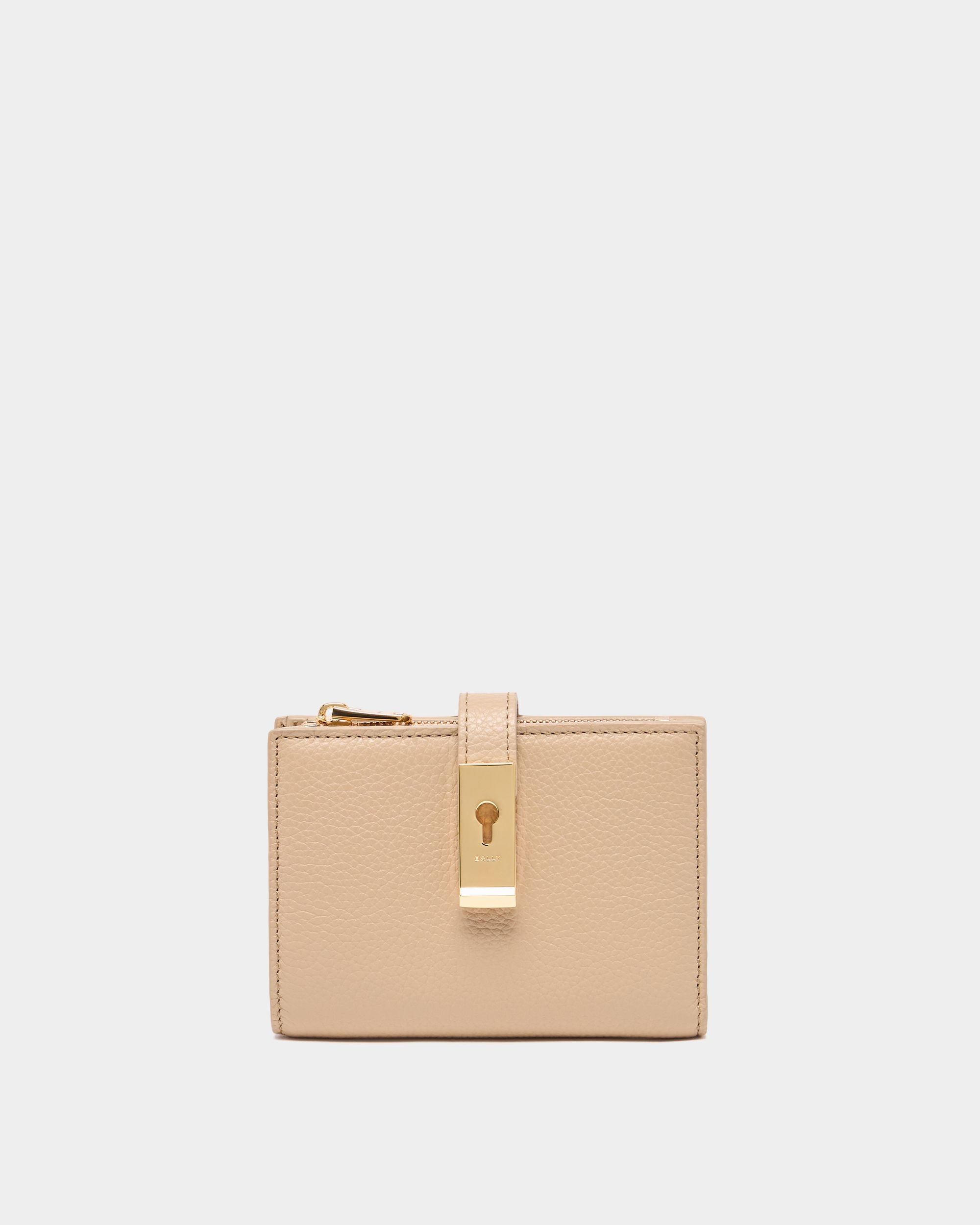 Bally Global - Lock Me Wallet In Light Beige Grained Leather - Beige