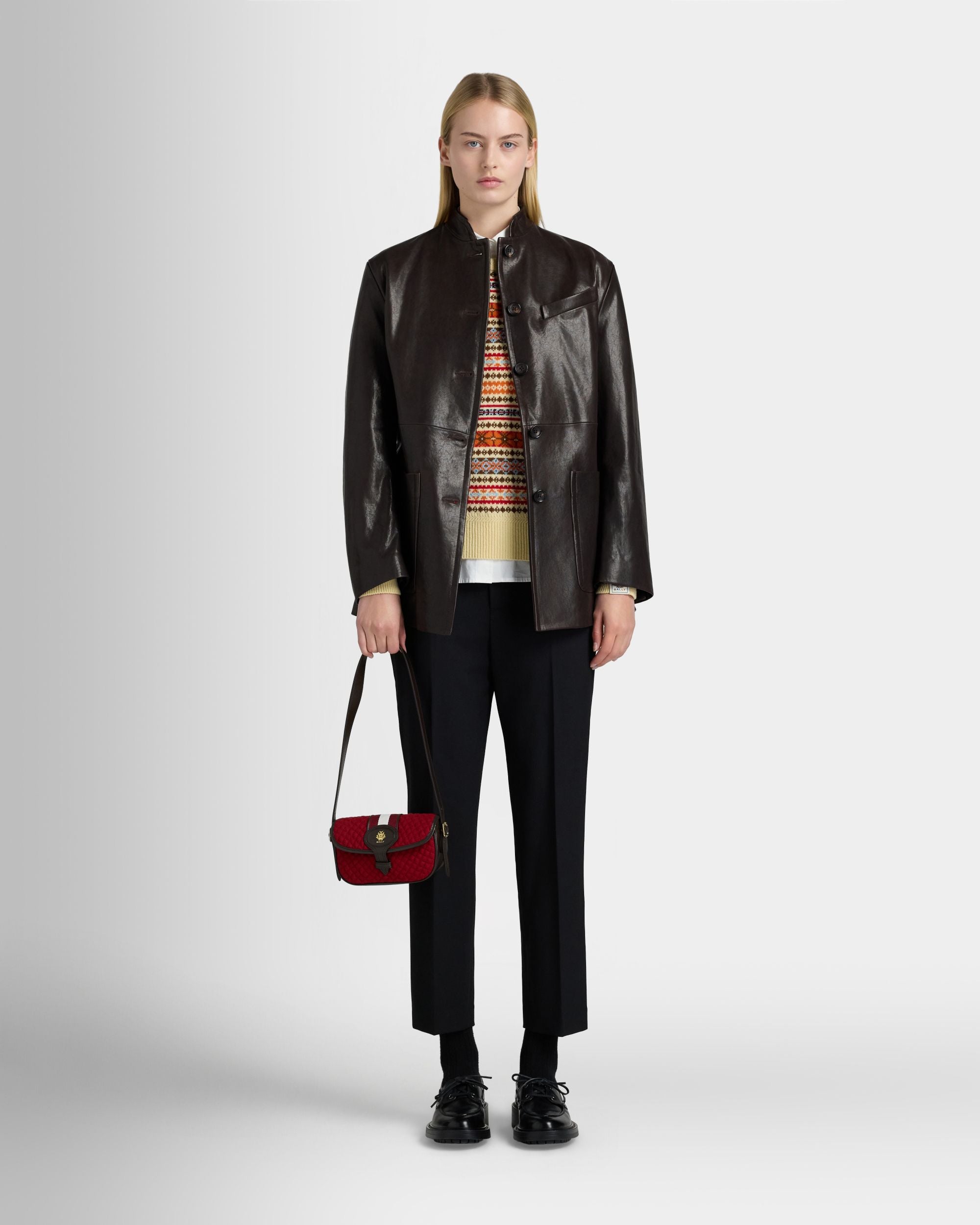 Bally Global - Belted Jacket in Brown Leather - Brown