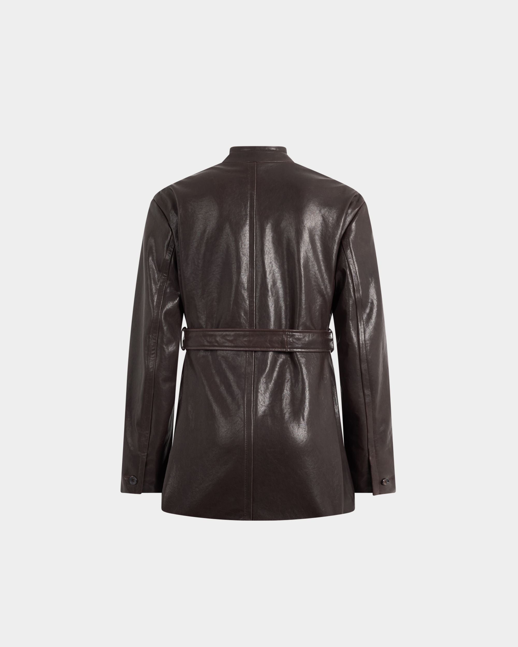 Bally Global - Belted Jacket in Brown Leather - Brown