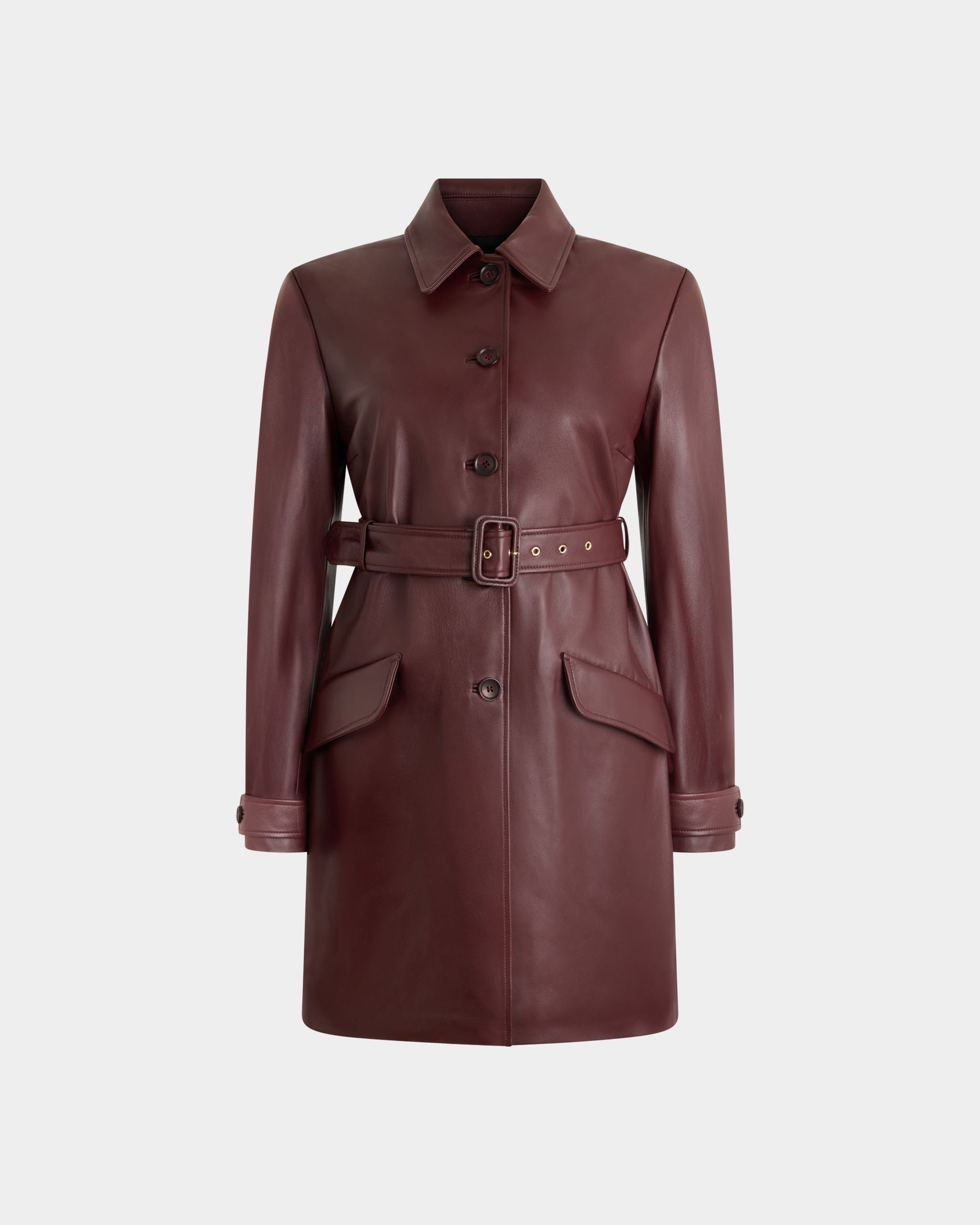 Bally Global - ベルテッドコート ディープバーガンディレザー - バーガンディ