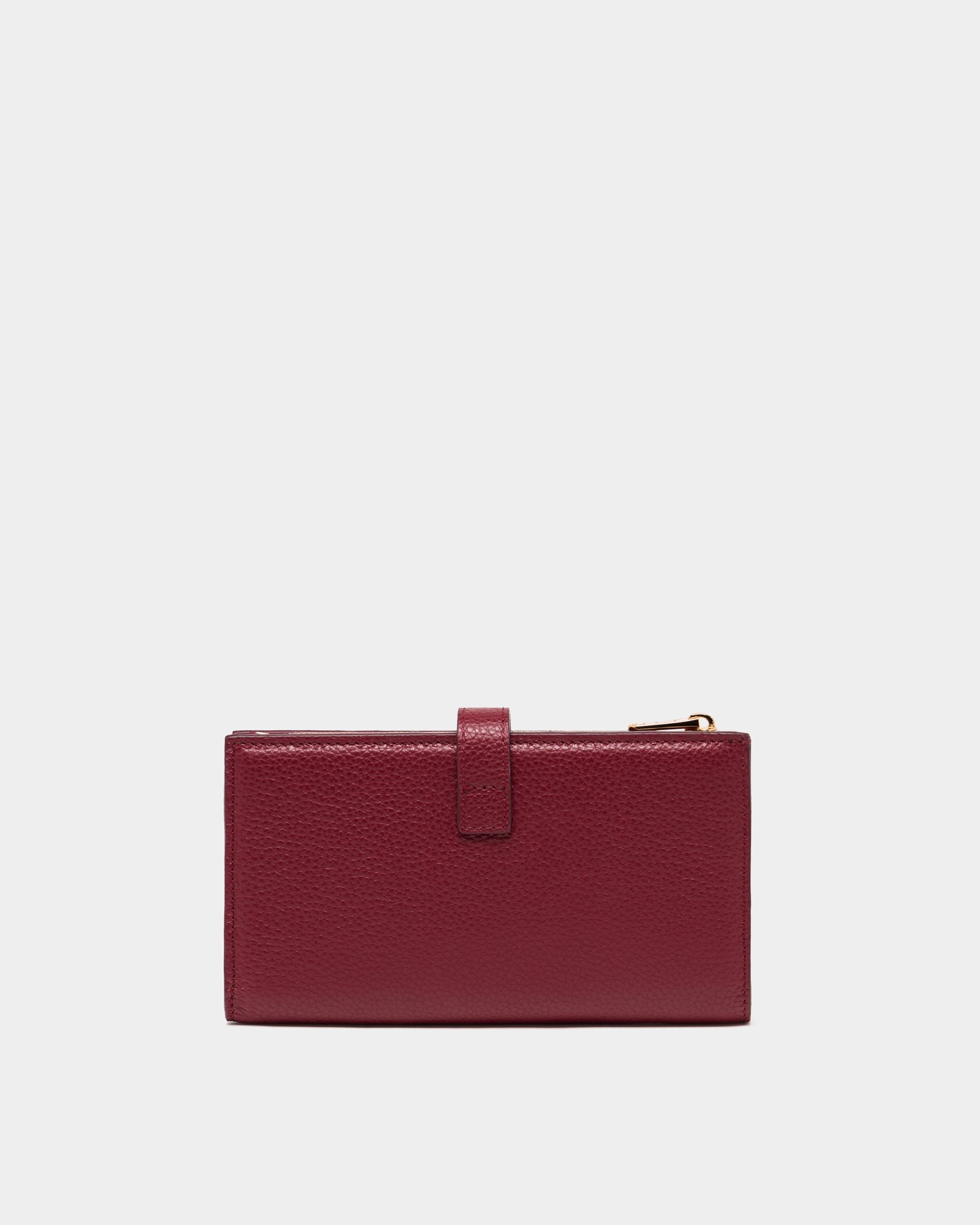 Bally Global - Lock Me Long Wallet in Ruby Red Grained Leather - Red