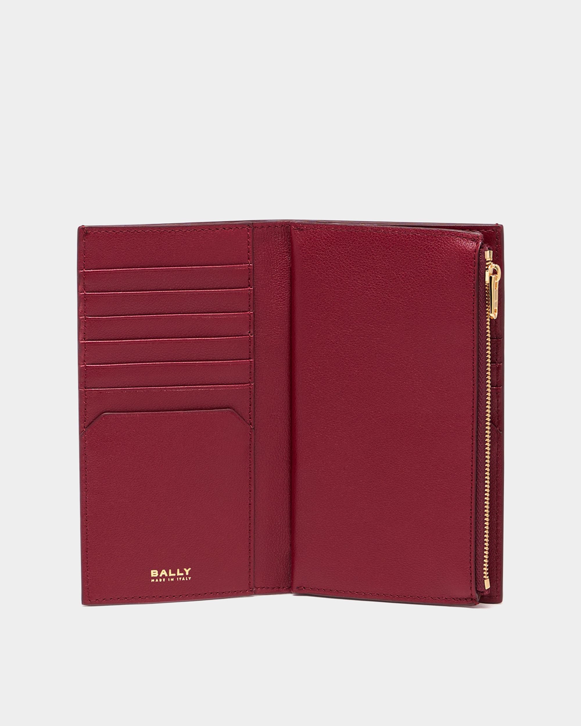 Bally Global - Lock Me Long Wallet in Ruby Red Grained Leather - Red