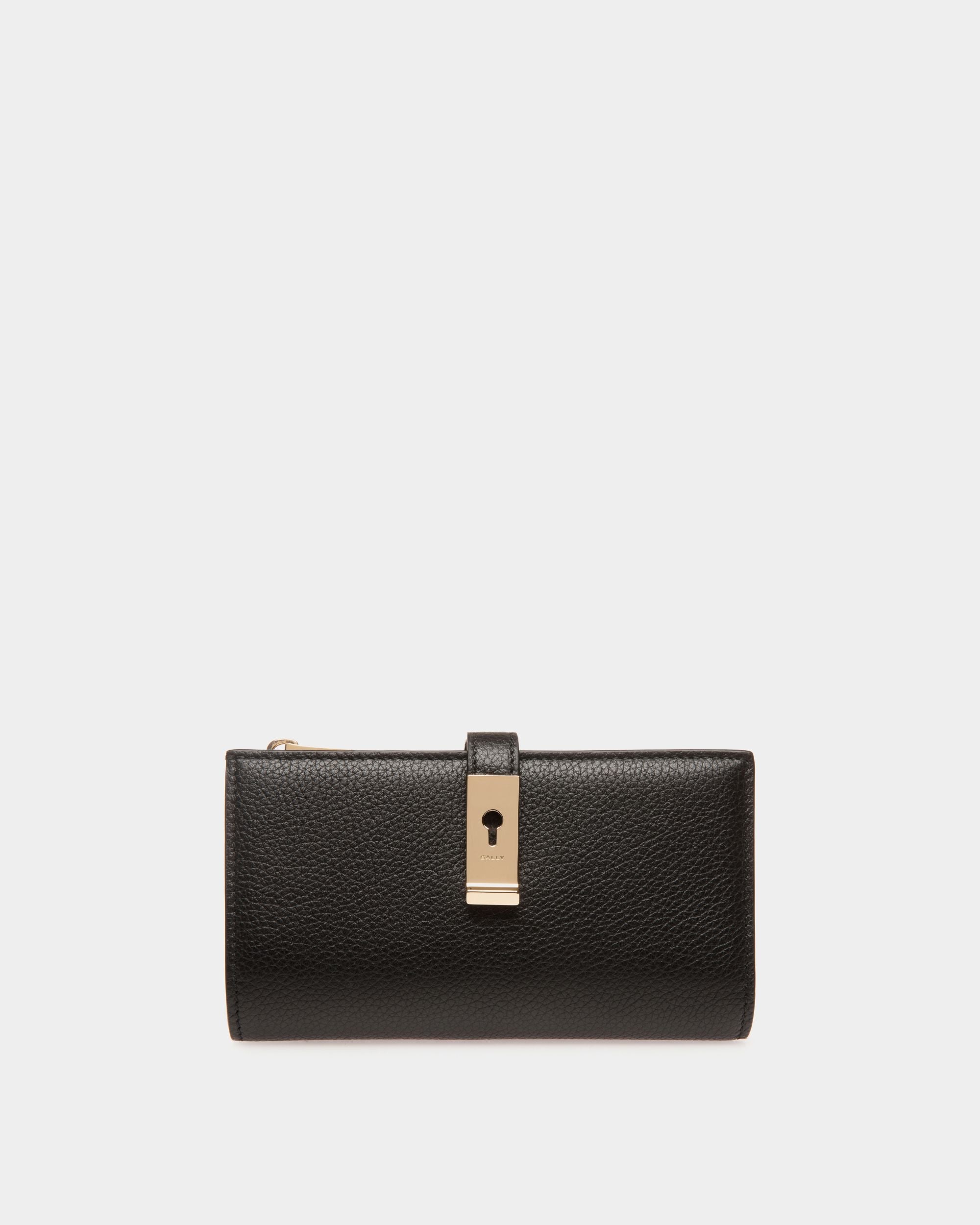 Bally Global - Lock Me Long Wallet in Black Grained Leather - Black