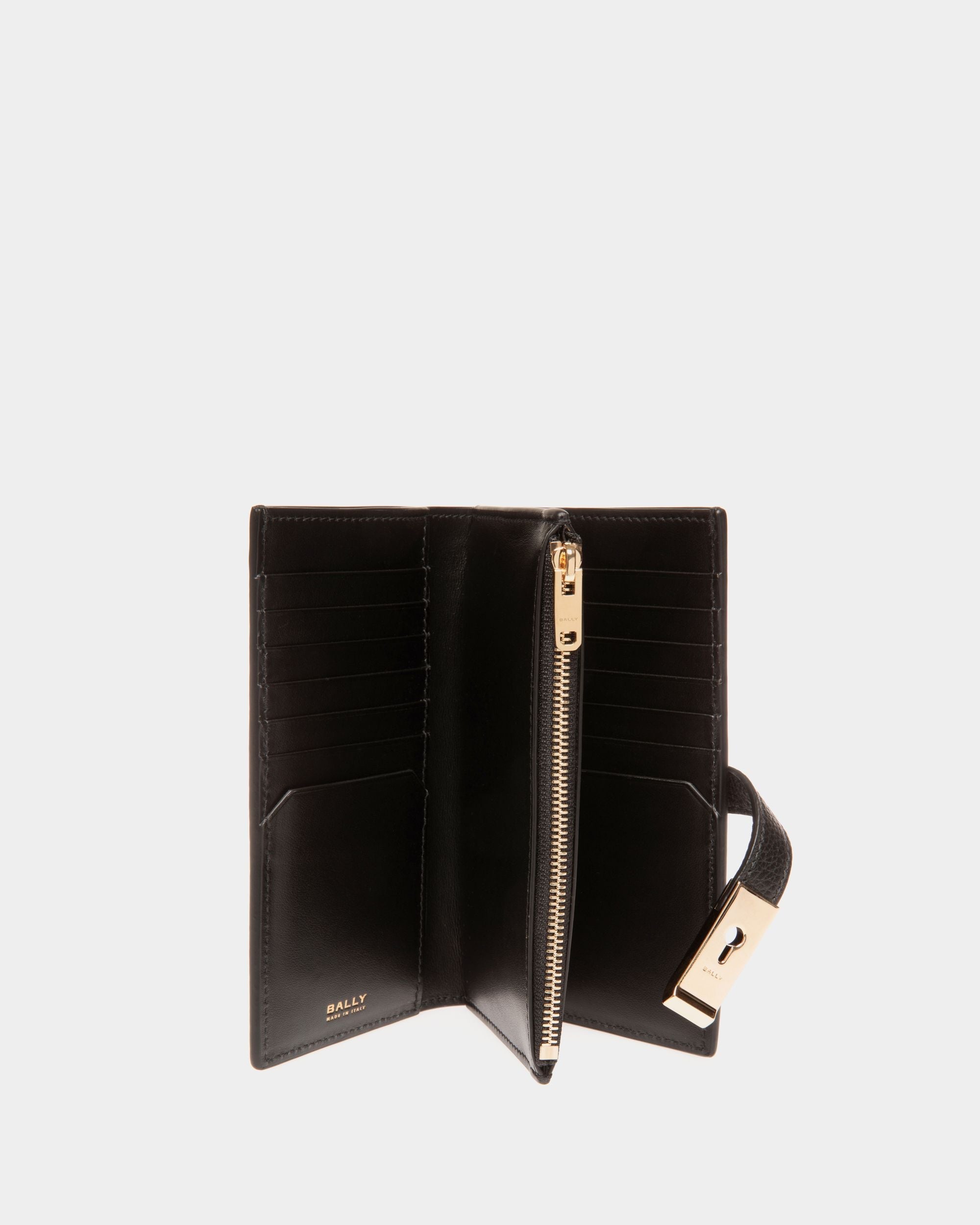 Bally Global - Lock Me Long Wallet in Black Grained Leather - Black