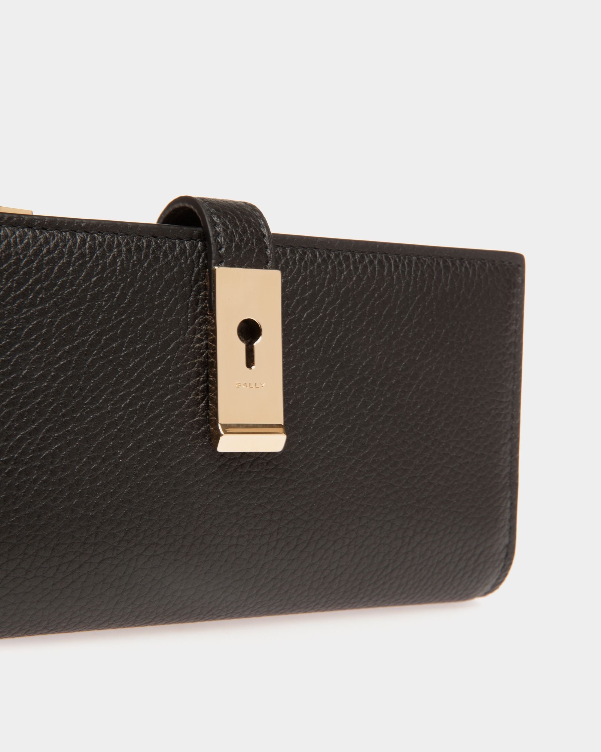 Bally Global - Lock Me Long Wallet in Black Grained Leather - Black