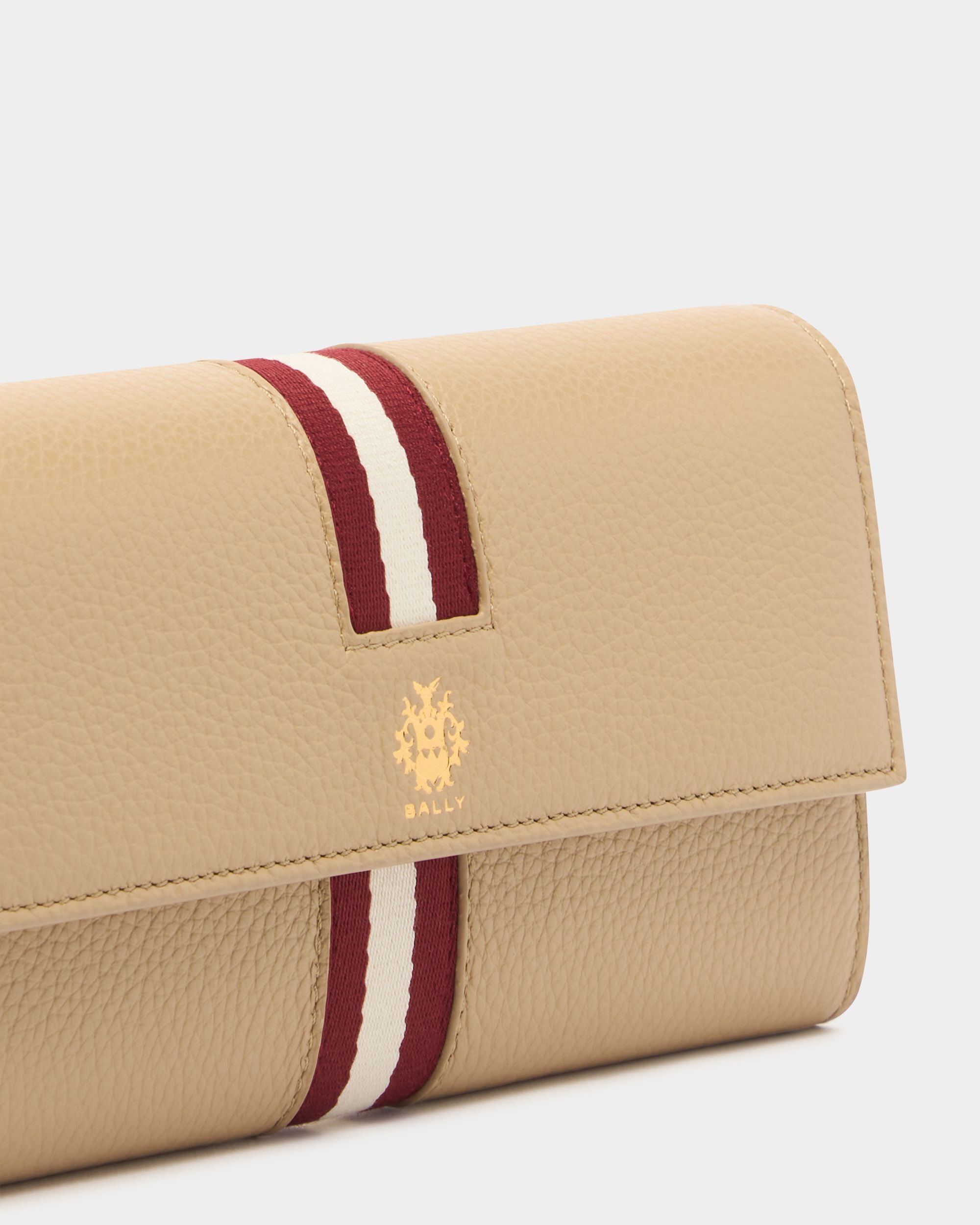 Bally Global - Hera Long Wallet in Light Beige Grained Leather With a Bally Ribbon - Beige