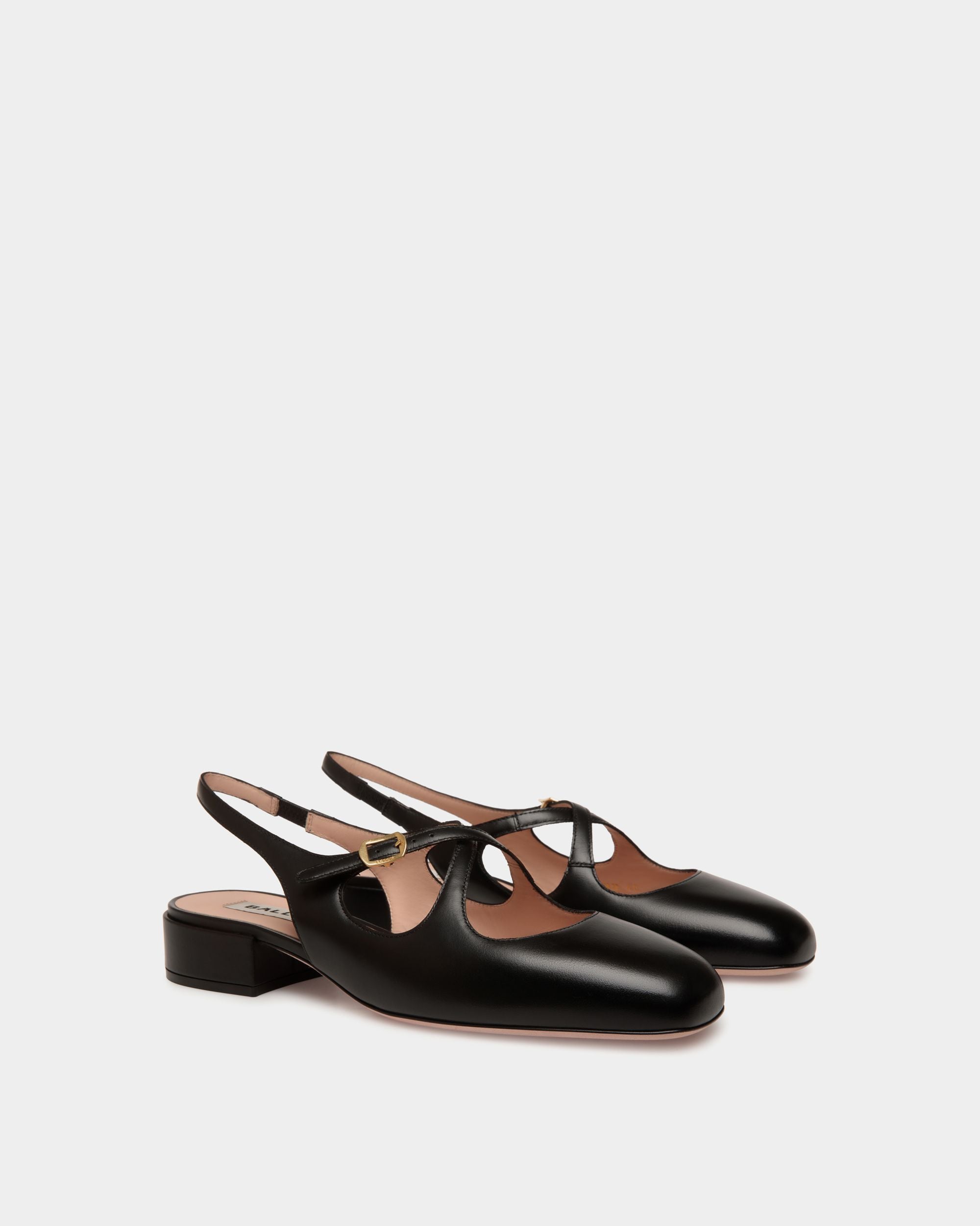 Bally Global - Ballyrina Slingback Pump in Black Leather - Black