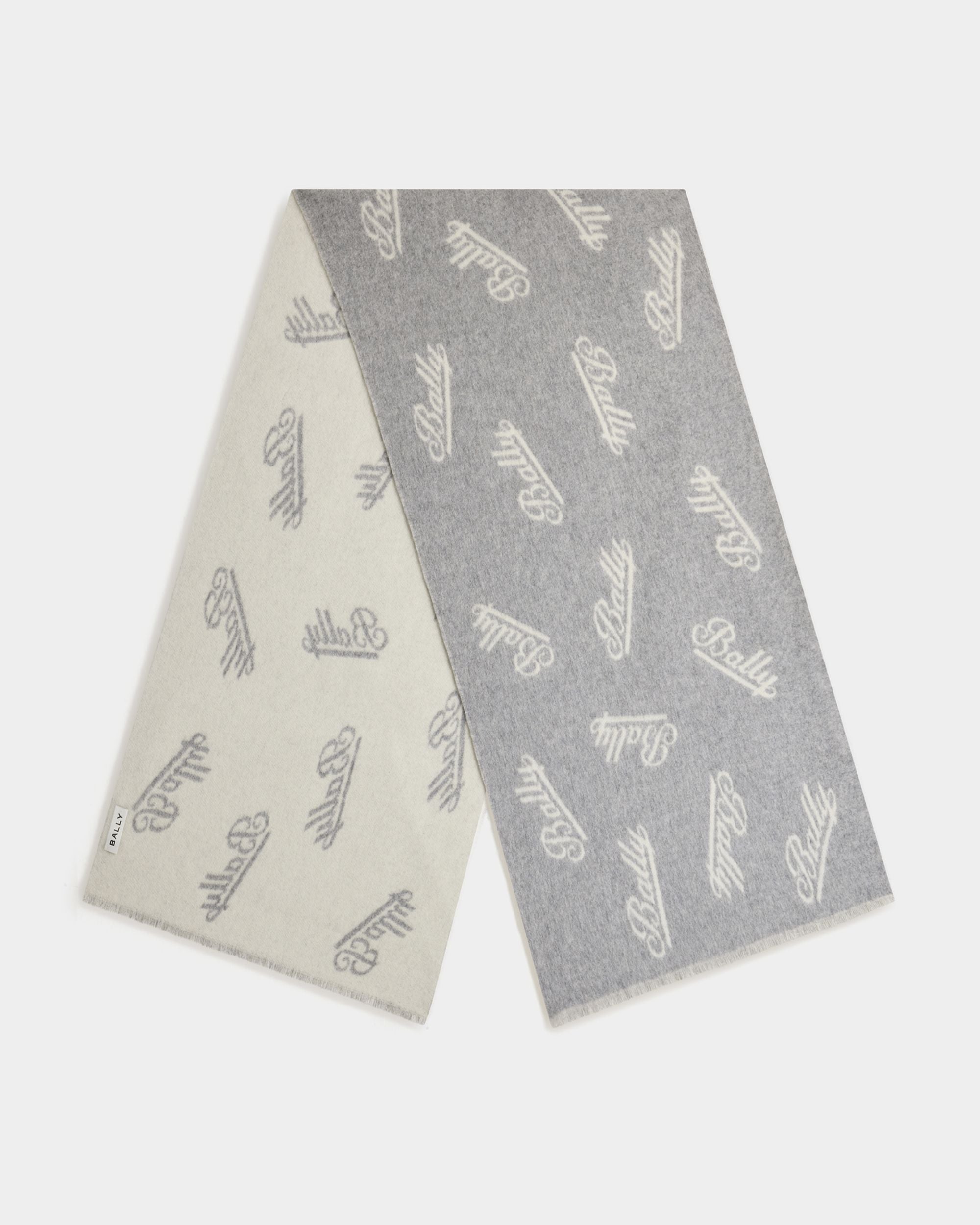 Bally Global - スカーフ ロゴモチーフ グレー＆ホワイト ウール - マルチカラー