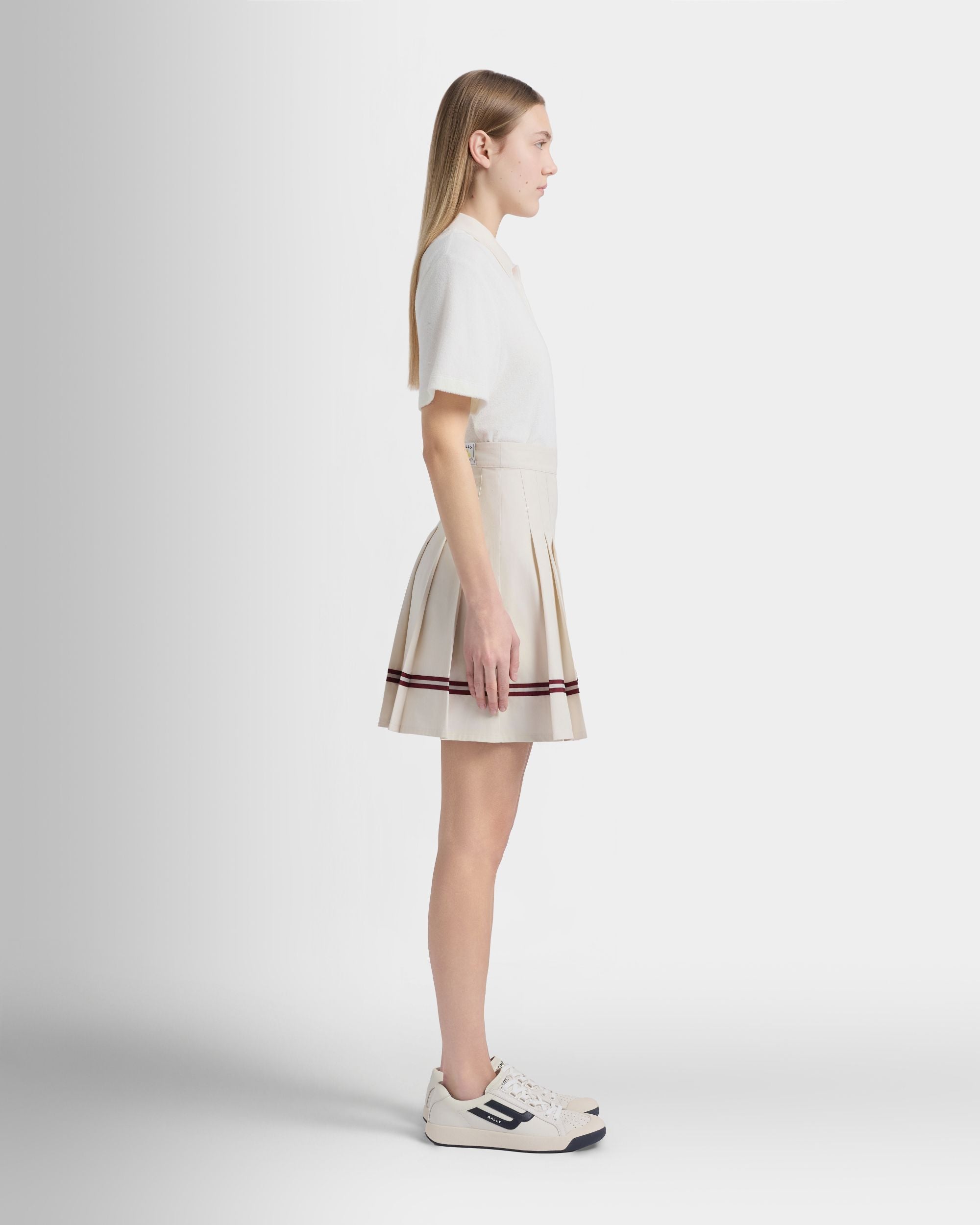 Bally Global - テニスコレクション スカート Bally Ribbonディテール アイボリーコットン - ホワイト
