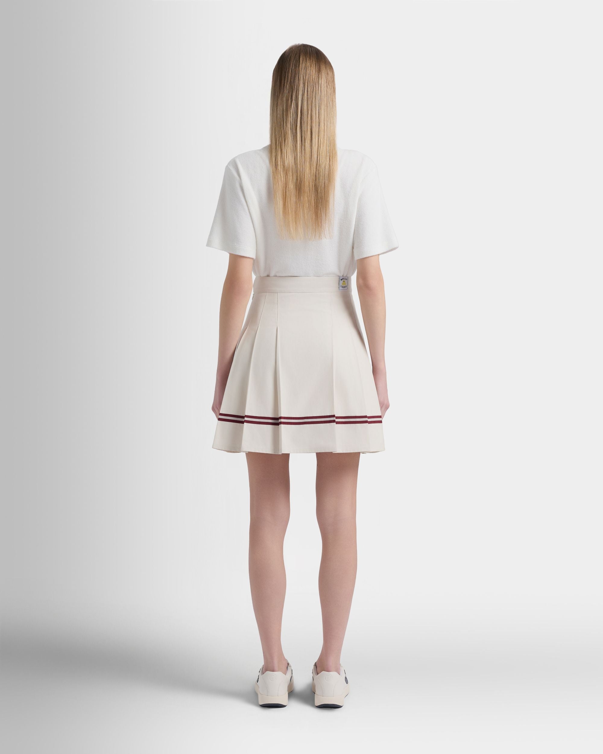 Bally Global - テニスコレクション スカート Bally Ribbonディテール アイボリーコットン - ホワイト