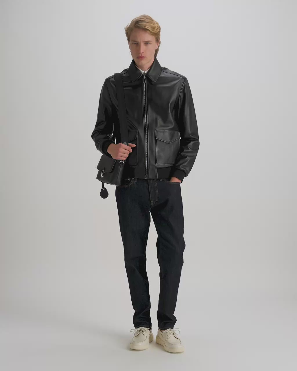 Bally Global - Capitol Crossbody Bag in Black Grained Leather - Black