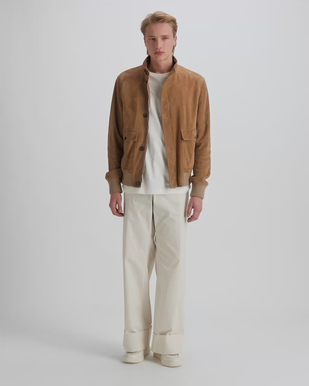 Bally Global - Harrington Jacket in Light Beige Suede - Beige