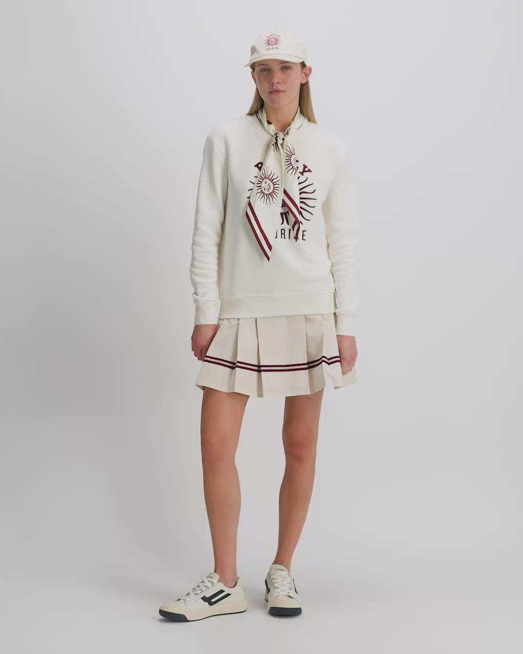 Bally Global - Sweatshirt in Ivory Cotton with Sourire Embroidery - White