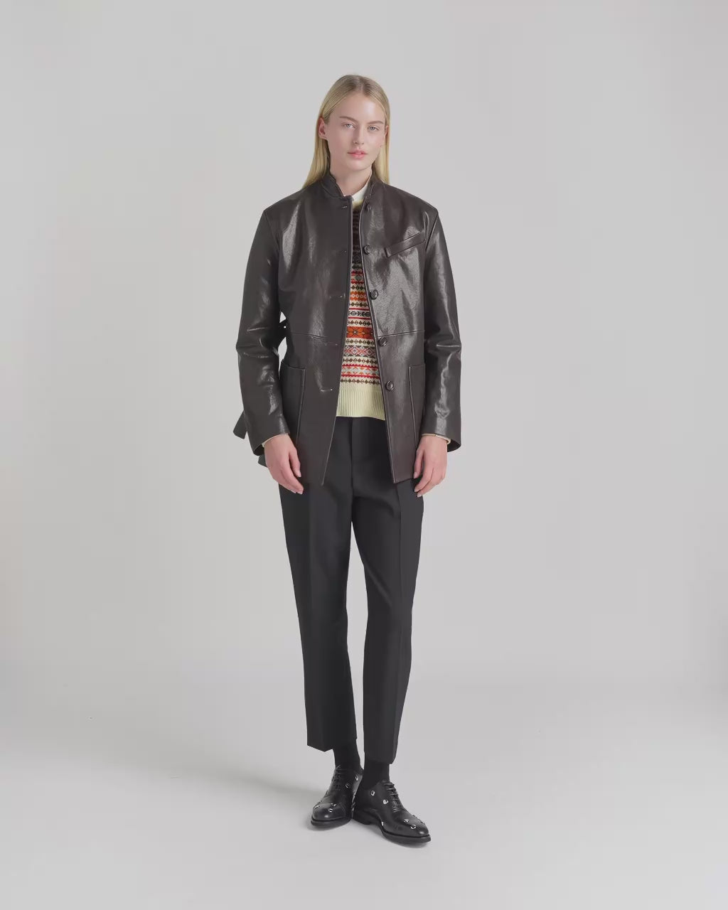 Bally Global - Belted Jacket in Brown Leather - Brown