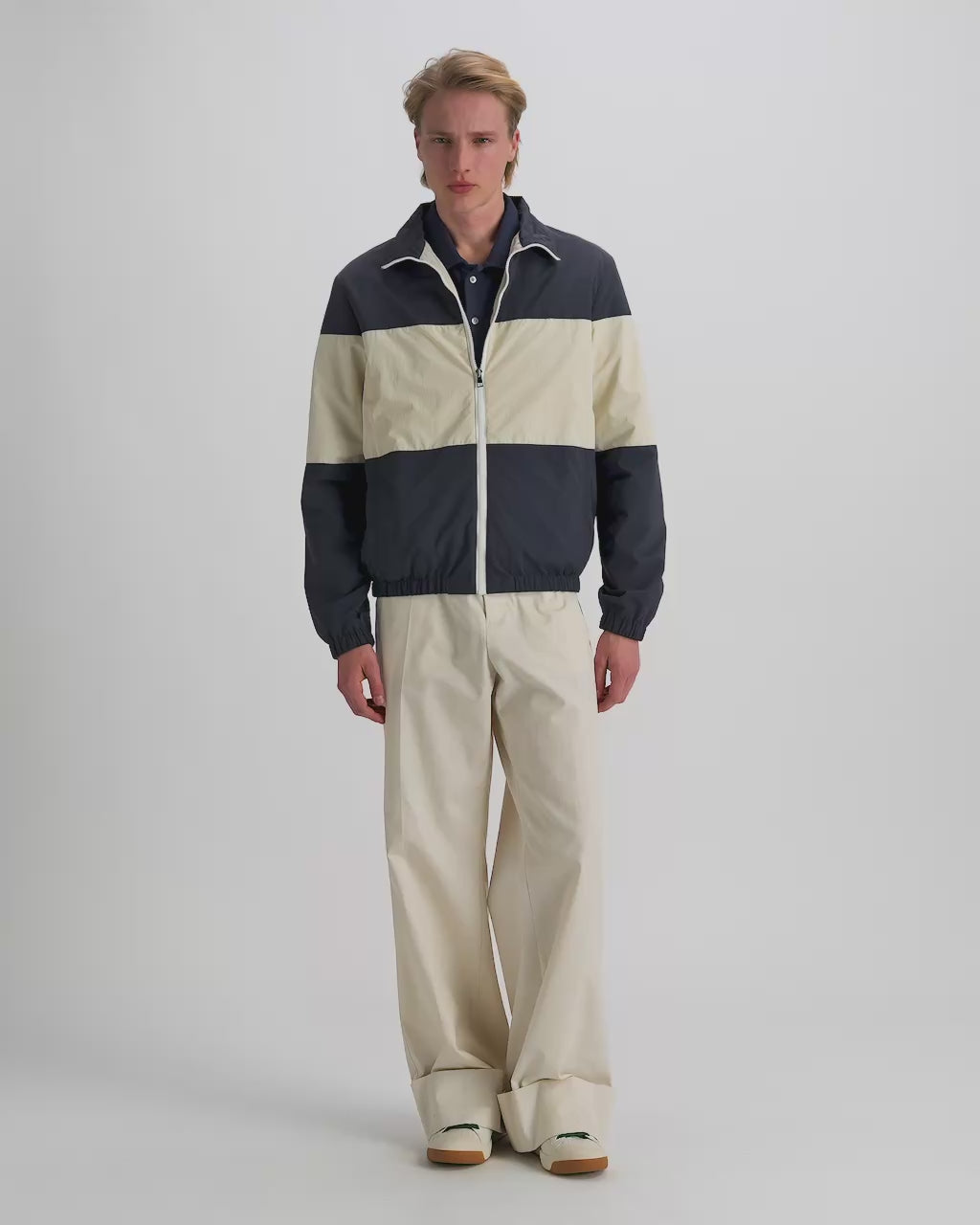 Bally Global - ブルゾンジャケット マキシBally Ribbon ネイビーブルー＆ホワイトナイロン - マルチカラー