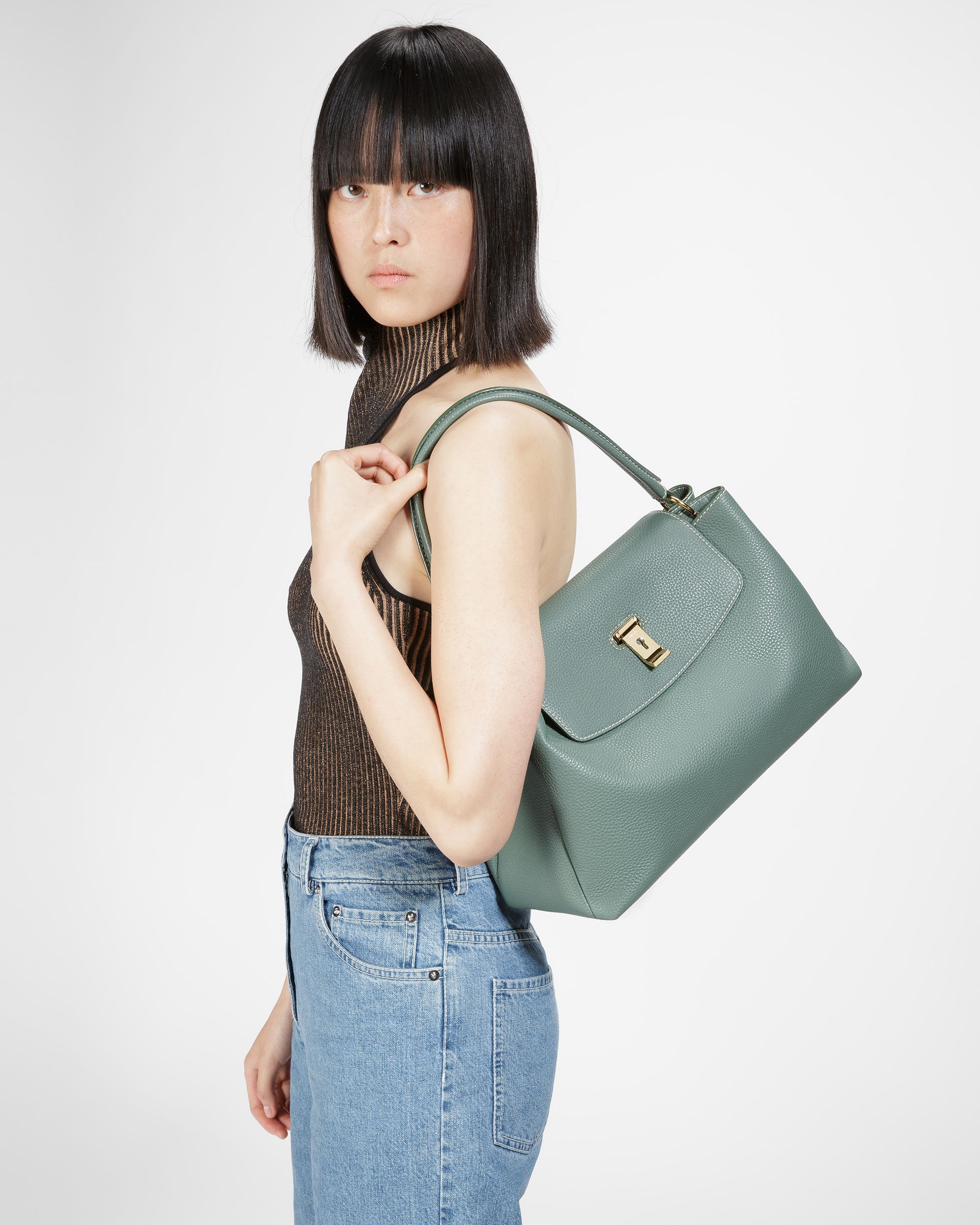 Layka セージ レザー トップハンドルバッグ - 女性 - Bally - 02
