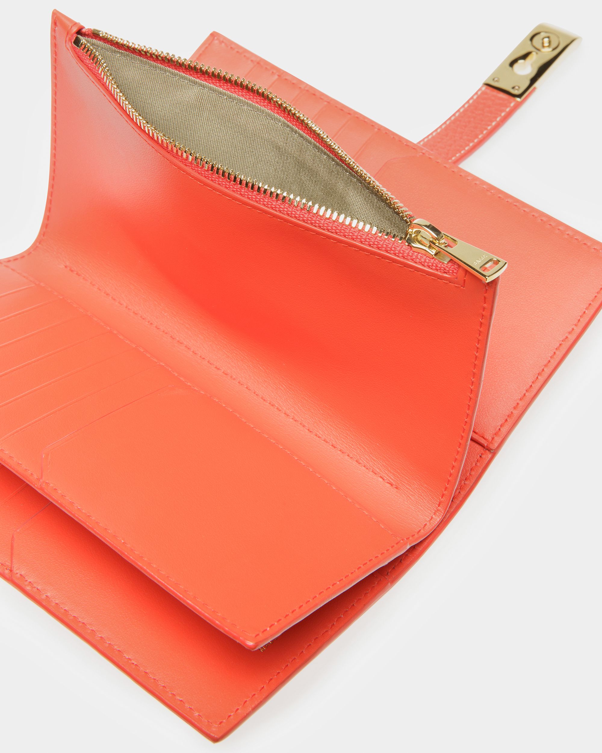 Amber オレンジ レザー フレンチウォレット - 女性 - Bally - 04