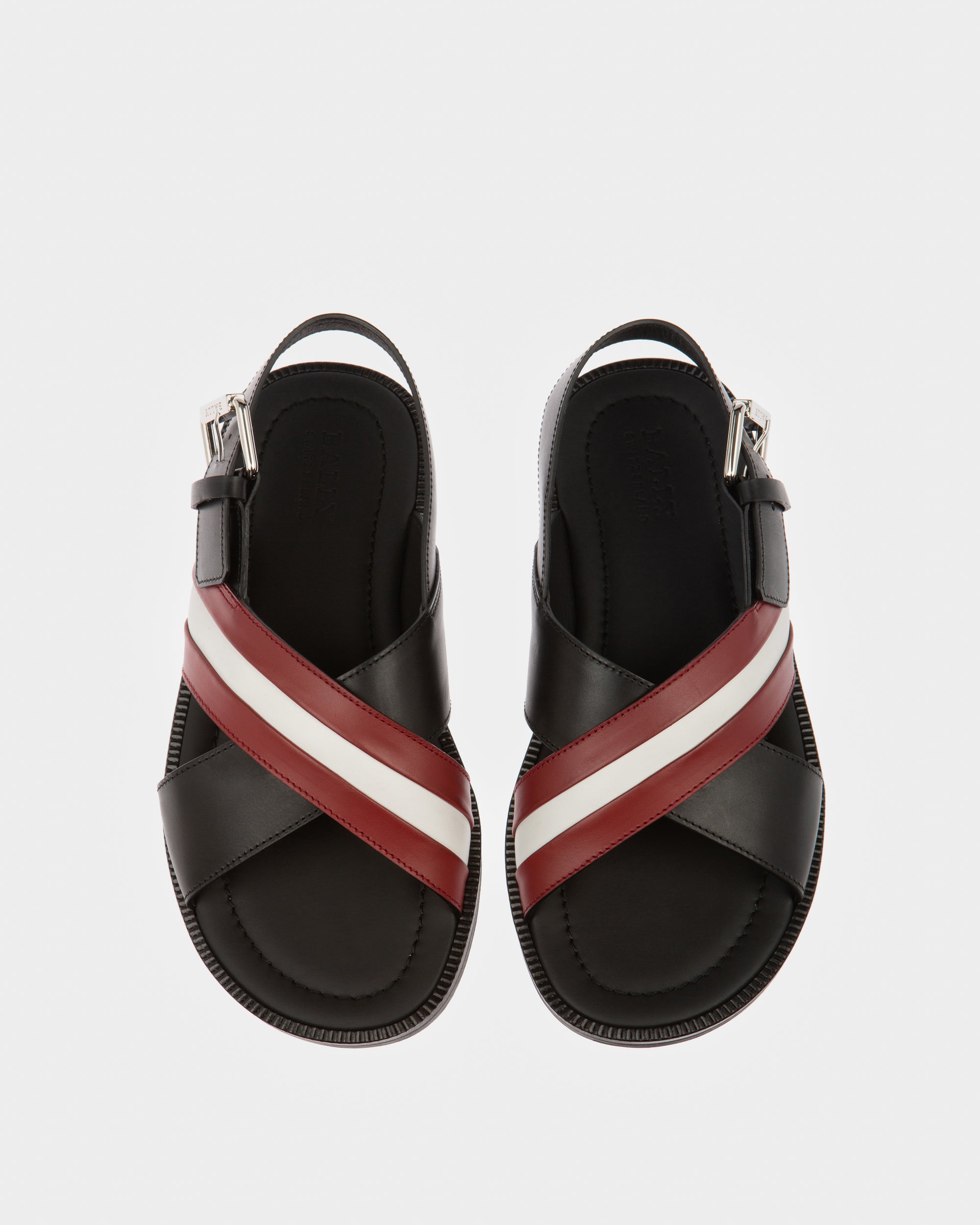 Jamaal ブラック レザー クロスストラップ サンダル - 男性 - Bally - 02